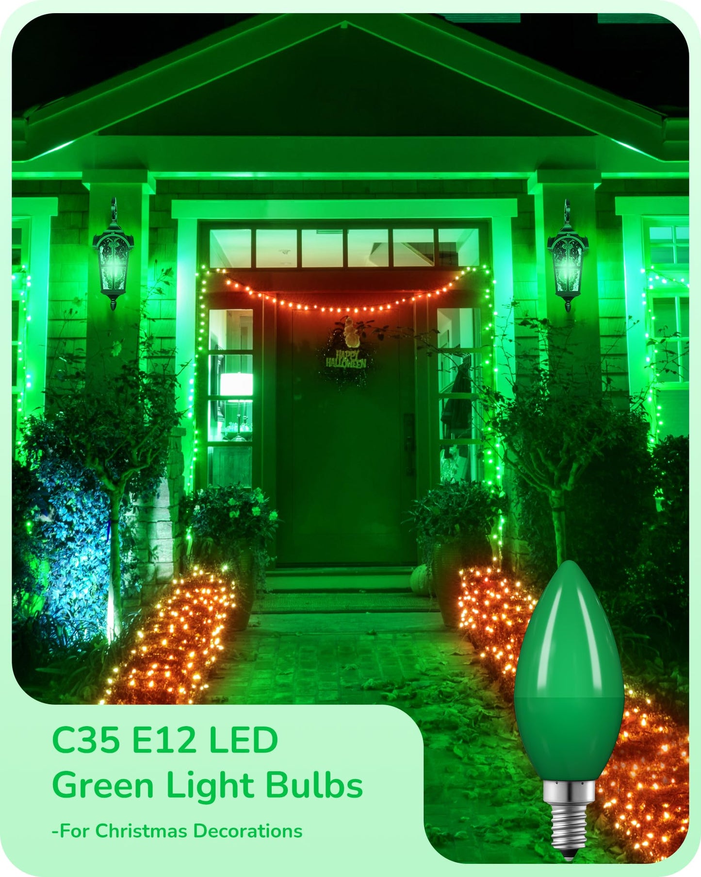 EDISHINE LED Candelabra Bulbs, Green, 60W Equivalent, Dimmable, Vintage Candle Light, Model HDCC35G, 6 Pack