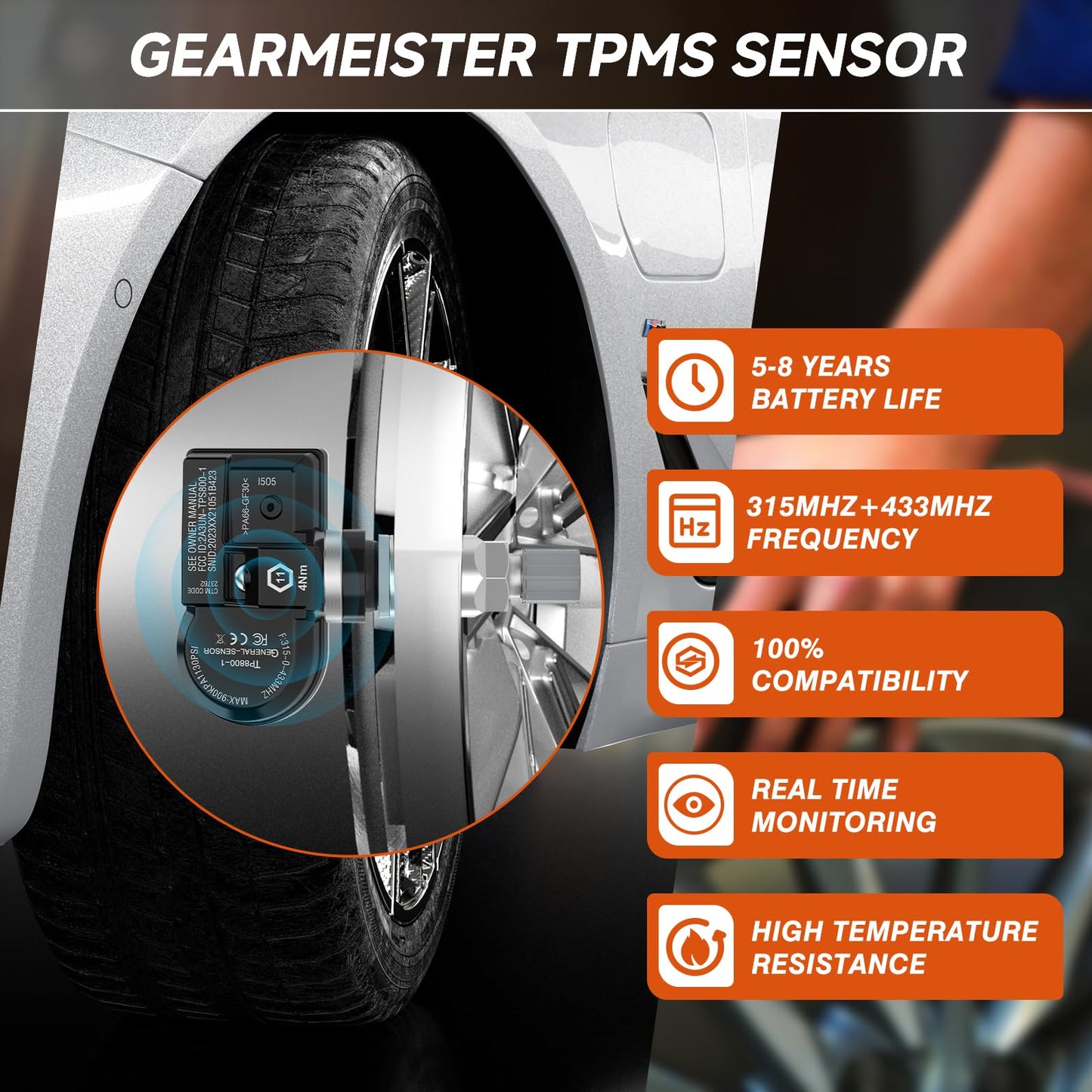 TPMS Programming Tool, Tire Pressure Monitor System Relearn Tool Set with 4 Pack 315MHZ+433MHZ Metal Programmable Sensor, Original Sensor ID Cloning, Reset/Activate/Relearn Sensors XTP-SP820
