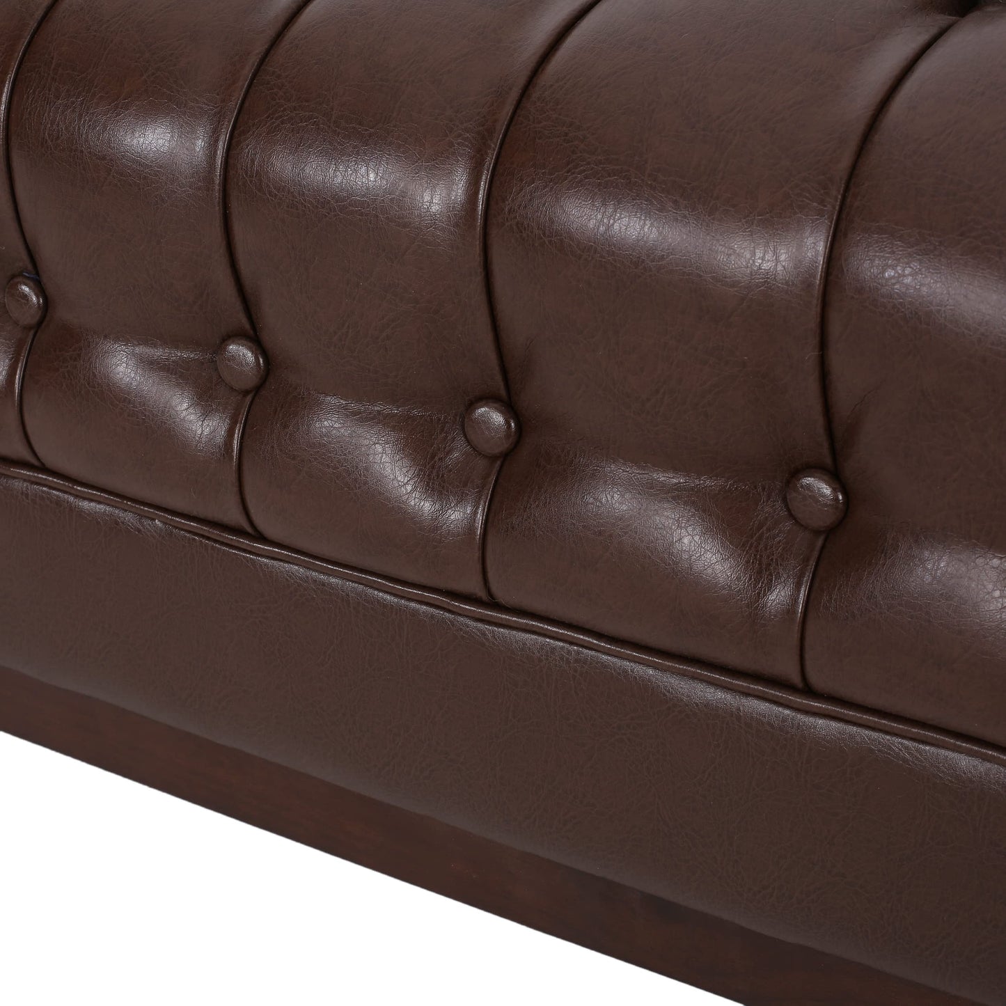 Merax 79 Inch Modern 3-Seater Sofa, Button Tufted Upholstered Couch with Tuxedo Arms & Rubberwood Frame, Low Profile Mid-Century Sofa for Living Room, Dark Brown