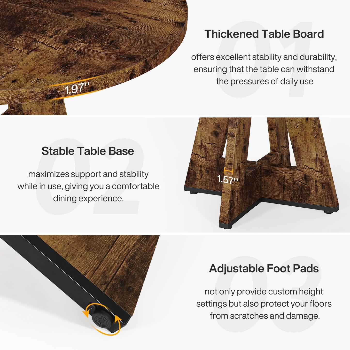 Tribesigns 47 inch Round Dining Table Wood Kitchen Table for Dining Room, 47" Dinner Room Tables for 4-6, Farmhouse Accent Furniture with Wooden Tabletop and Cross Base, Vintage