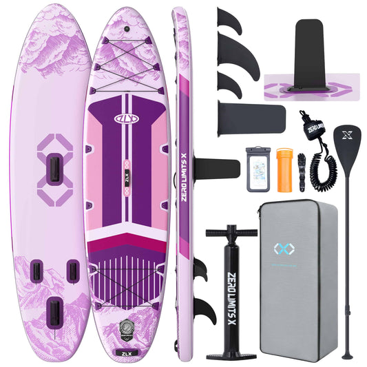 ZLX 11'6"x35" Ultra Wide Inflatable Stand Up Paddle Board | Stable Non-Slip Deck Pad, Unique Fin System, Premium SUP Accessories & Backpack - Upgraded Pump for Adults, All Skill Levels