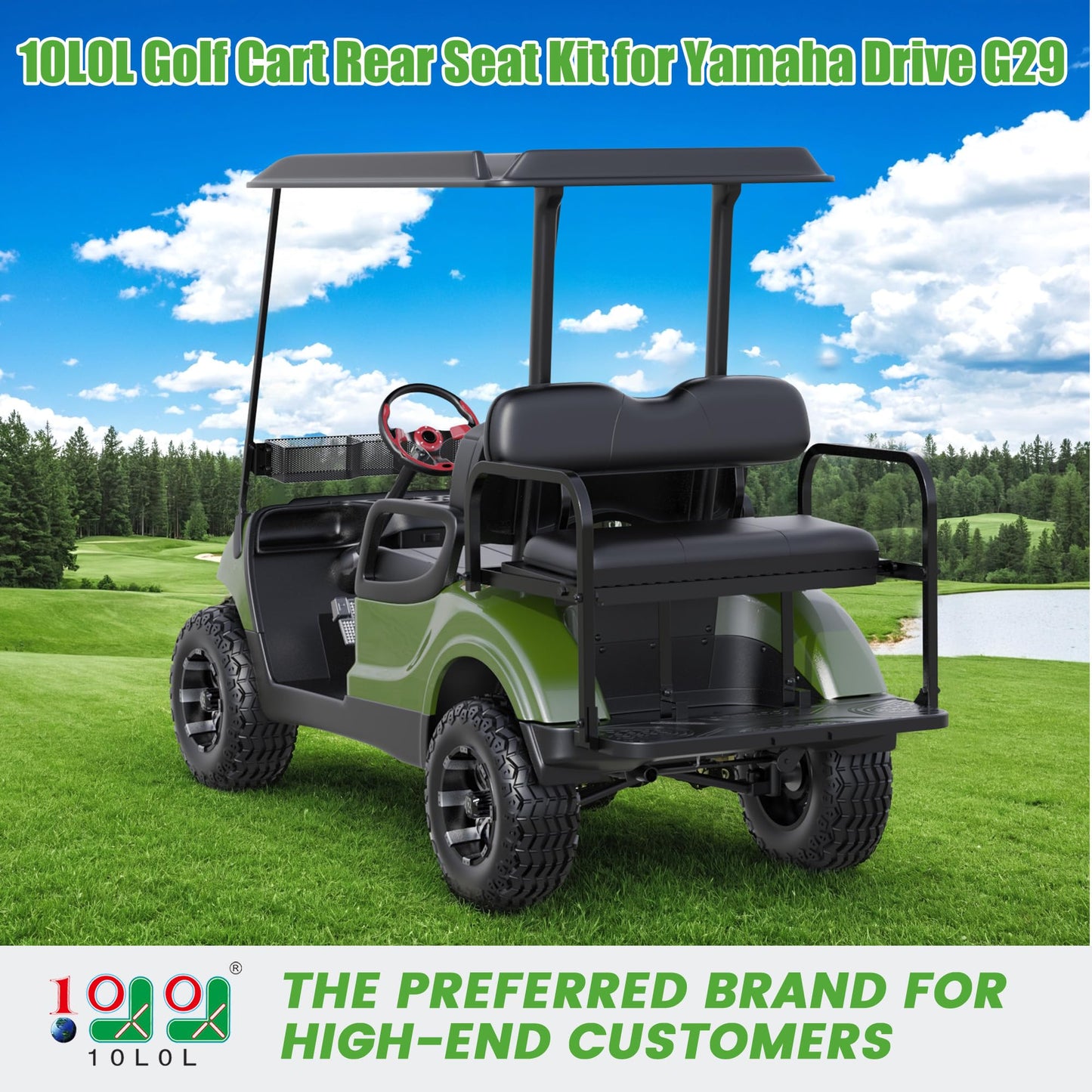 10L0L Golf Cart Rear Flip Seat Kit for Yamaha Drive G29 2007-2016 Folding Back Seat (Black)