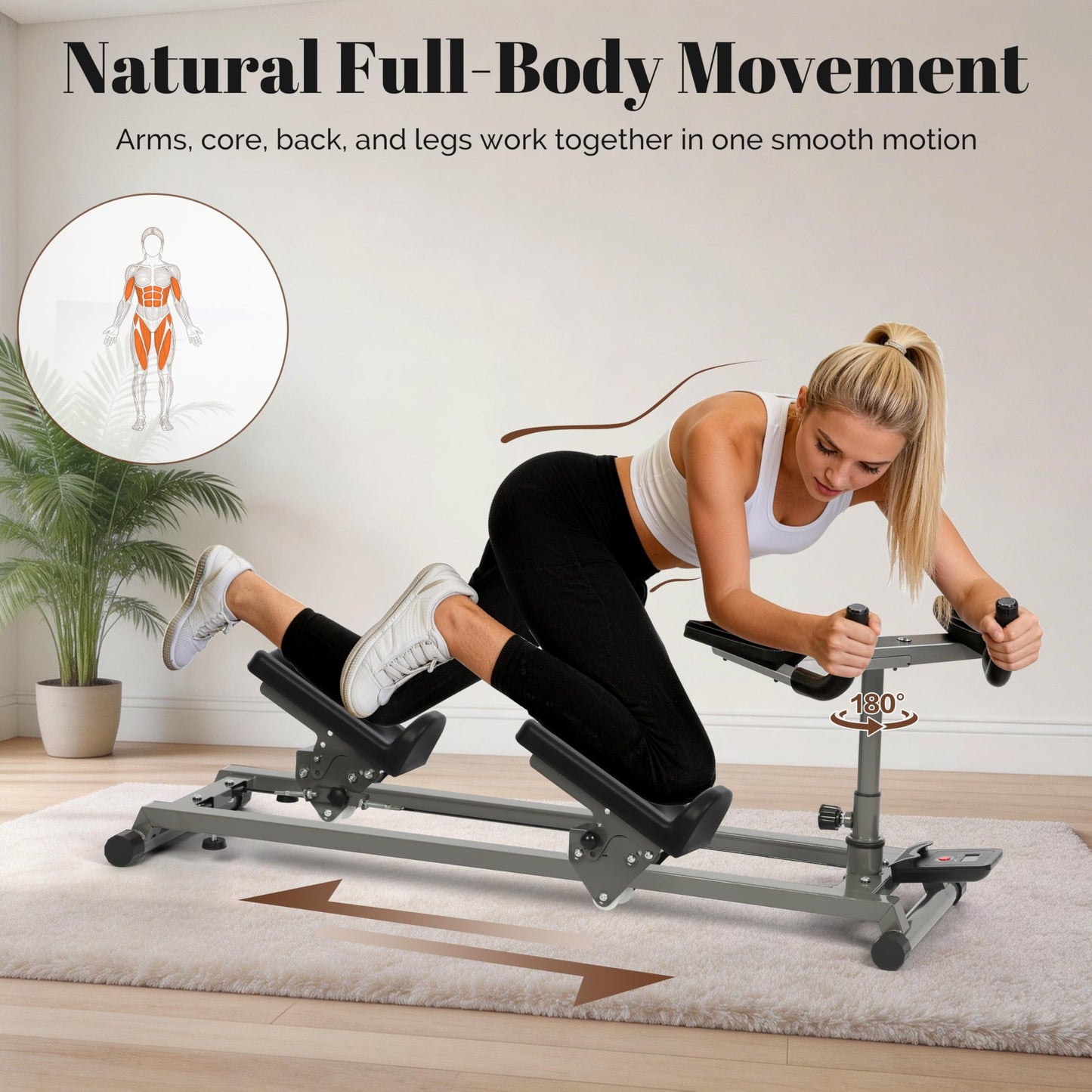 EVERYMATE Exercise Crawler Machine, Spine Twist and Stretch Trainer, Full Body Cardio Machine, Builds Core Strength, Home Gym Equipment with Adjustable Hand Grips & Knee Support