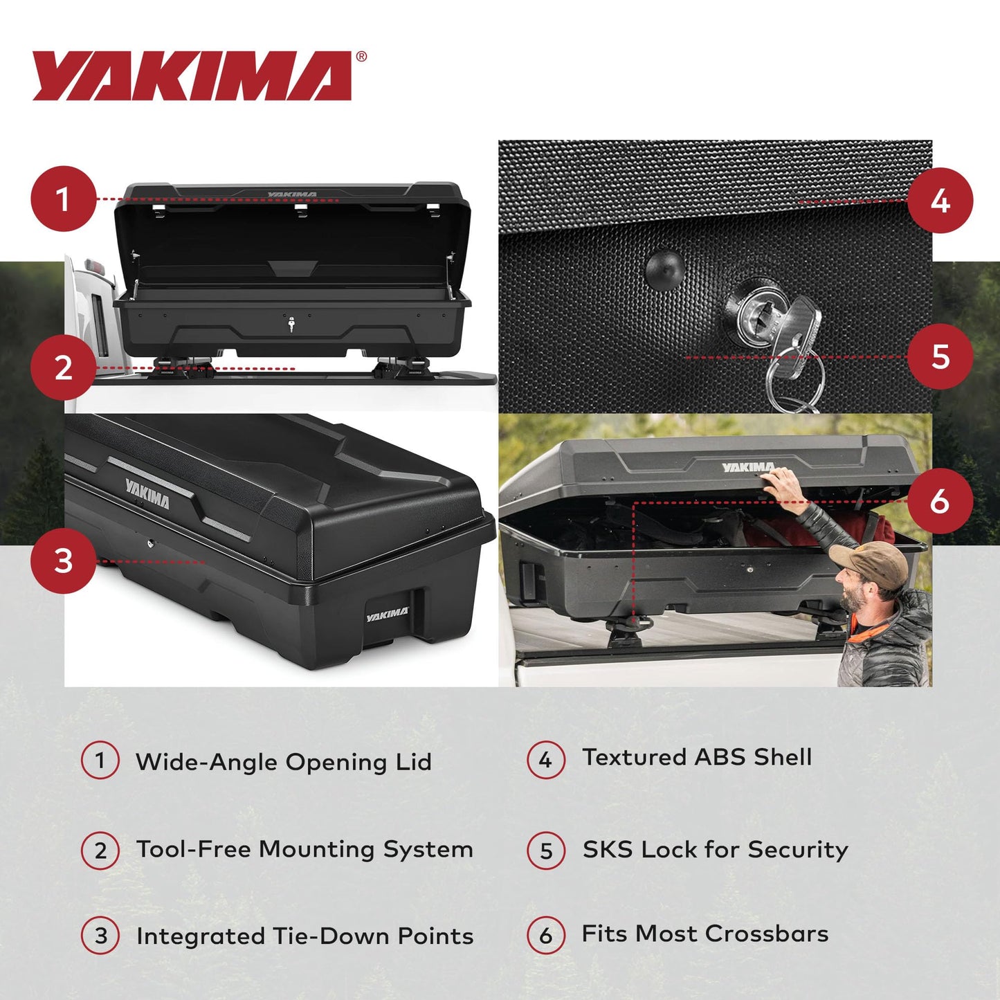 Yakima Hard Shell Cargo Box, Vehicle Rooftop Travel & Storage Gear Case, Carrier for Cartop or Truck Bed, 10 Cubic Feet, DeepSpace 10, Black