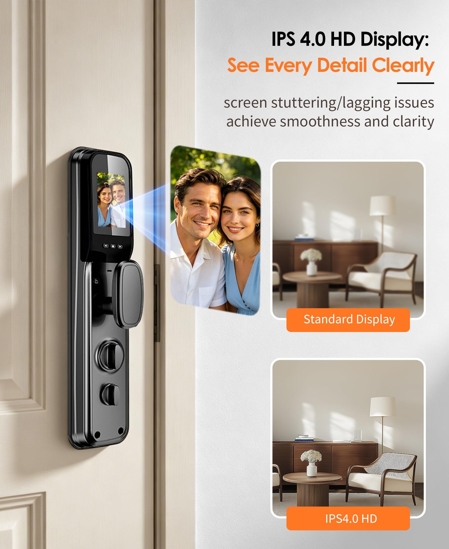 YINTIN 3D Face Recognition Smart Lock with Camera & Handle, Palm Vein Keyless Entry, Fingerprint Door Lock & Video Doorbell, 8-in-1 Unlock, Mortise Lock, Tuya App, 2-Way Talk, IP67 for Front Door
