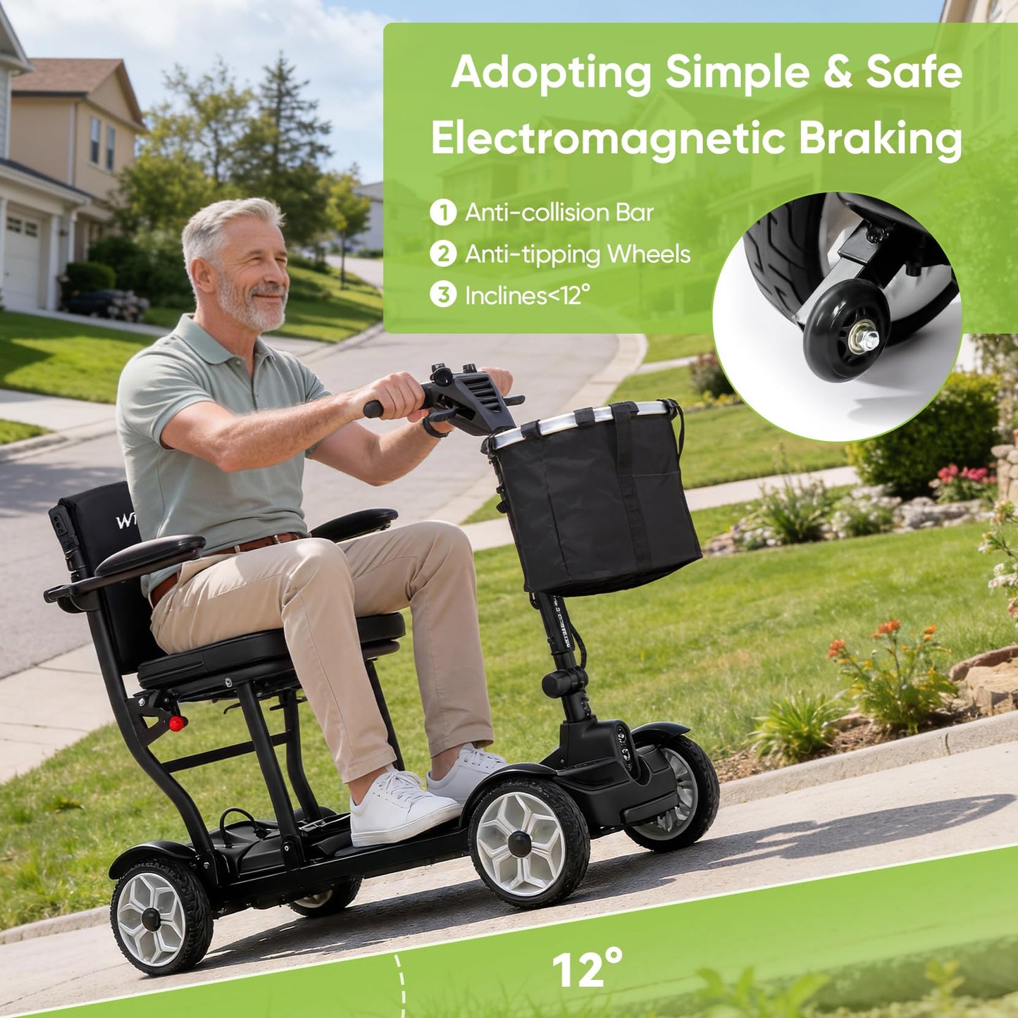 (2026 Upgrade) Lightweight Mobility Scooter for Seniors & Adults, Folding Mobility Scooters, 24.8 Miles Travel Foldable 4 Wheeler, Removable Lithium Battery, 300lb Capacity
