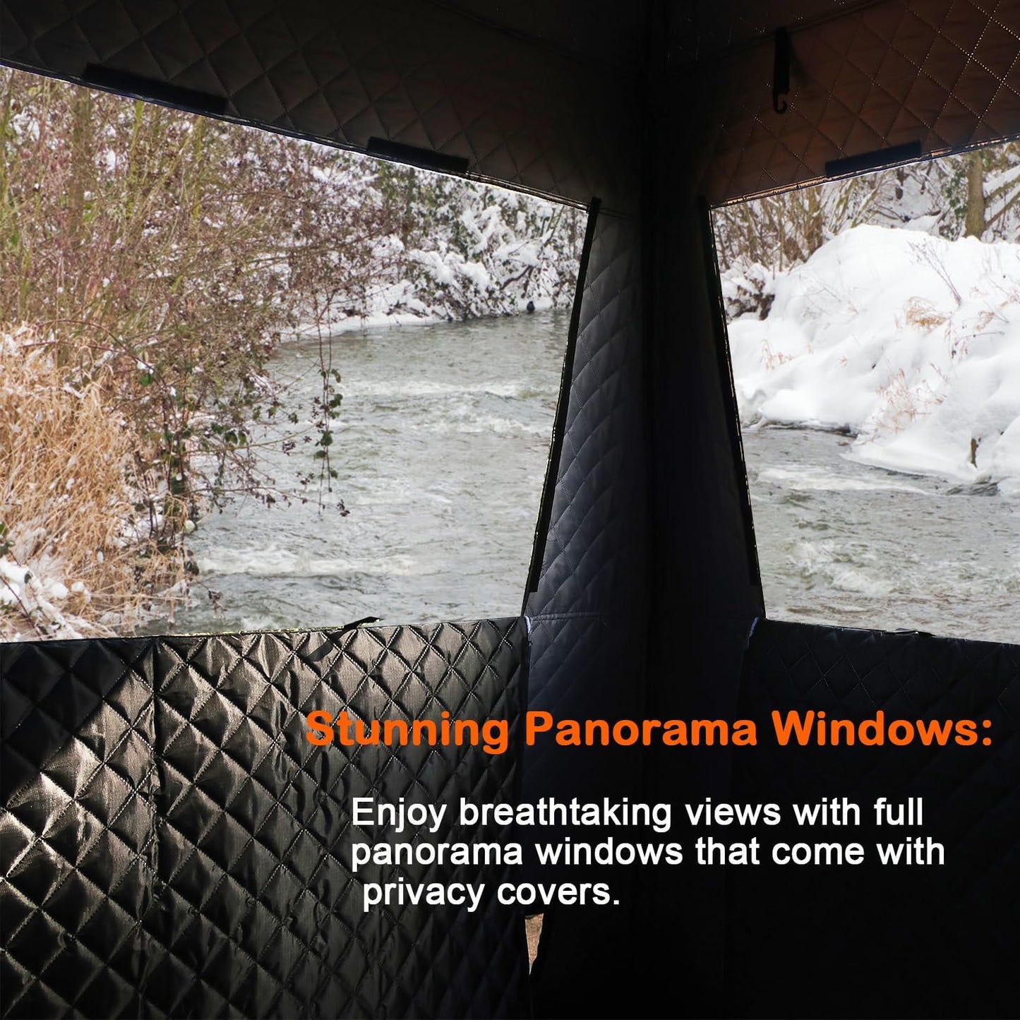Protable Outdoor Sauna Tent and Ice Fishing Tent, Ice Fishing Shelters with 3-Layer Awning Keeps Heat in for Longer, can be Used with Any Type of Stove, with 2 Large Windows (no Stove)