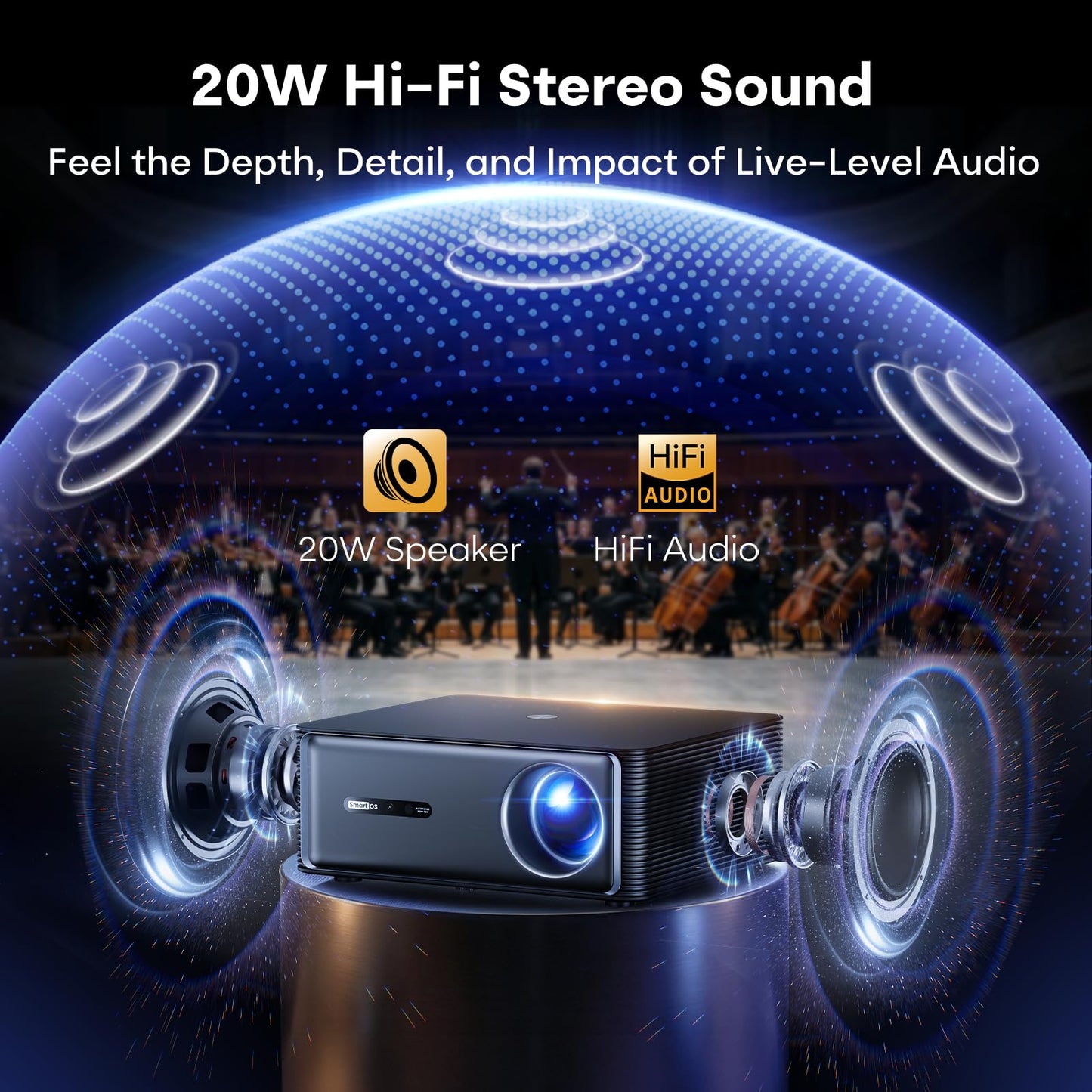 Boldever 3000 ANSI Google TV Smart Projector - 4K Projector with WiFi and Bluetooth, 20W HiFi Speakers Outdoor Movie Proyector, Auto Focus & Keystone Projector for Home Theater Indoor