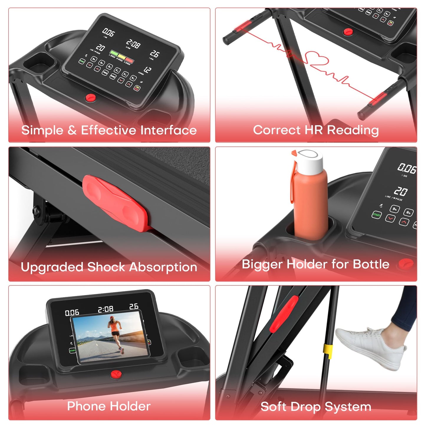 WENOKER Treadmills for Home,Treadmill with 0-15% Auto Incline,3.0HP Folding Treadmill with App, Max 8.7 MPH,300 LBS Capacity, Incline Treadmill Equipped with Bluetooth & Pulse Monitor