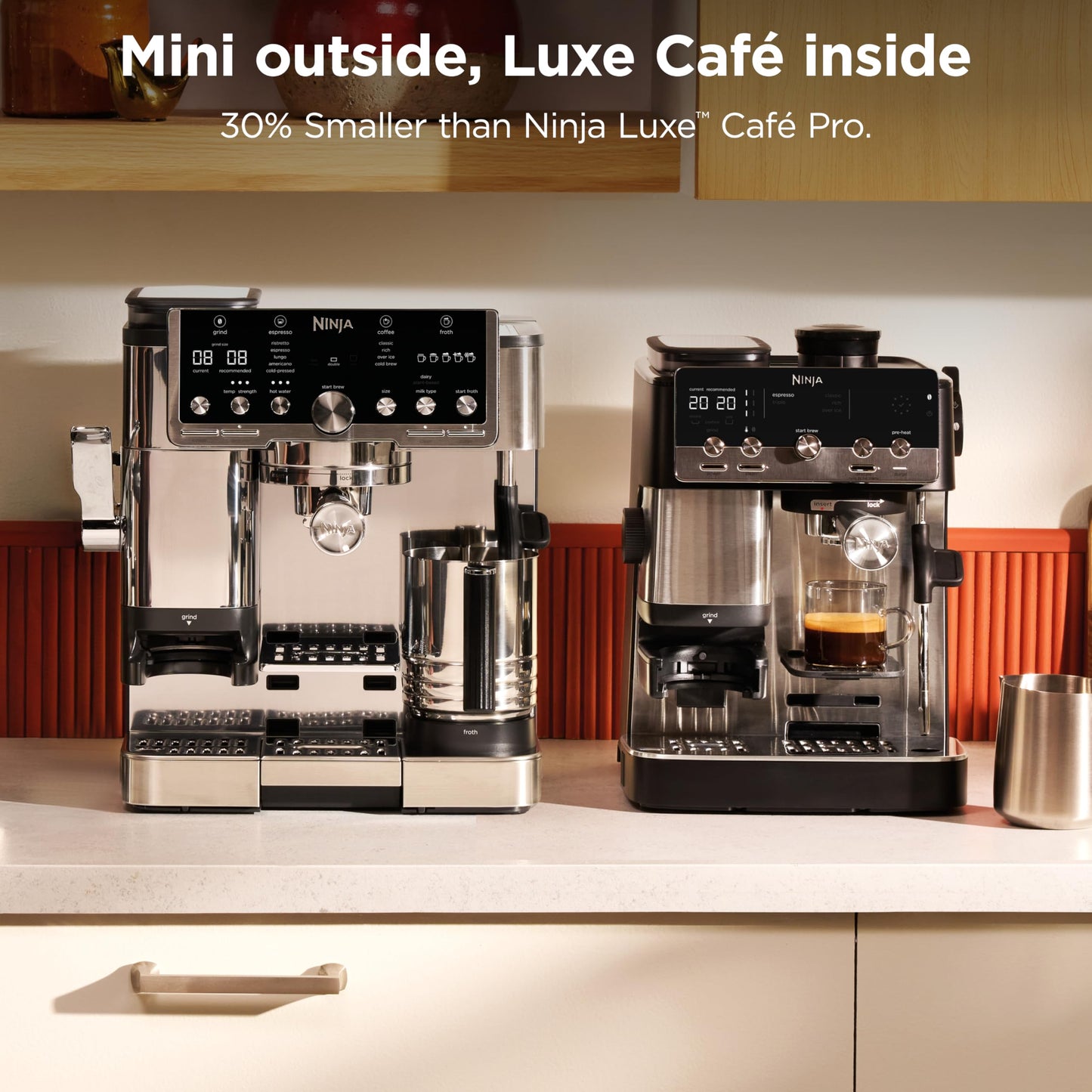 Ninja Luxe™ Café Mini | Espresso Machine & Drip Coffee | Built-in Burr Grinder, Precision Scale & Manual Steam Wand | Lattes, Cappuccinos & More | Stainless Steel | ES301