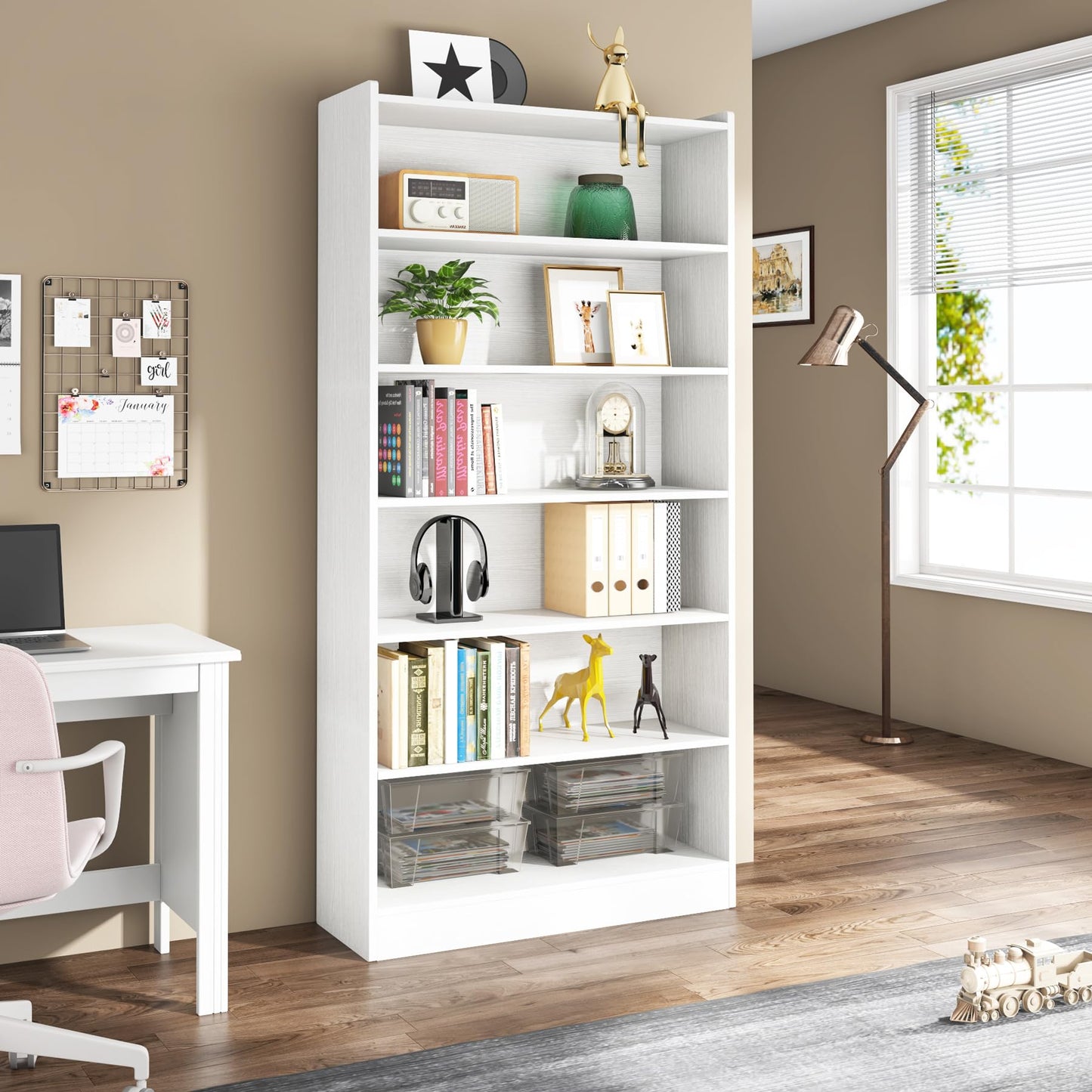 Tribesigns 78-inch Tall Bookcase, Modern 7-Tier White Library Bookshelf with Storage Shelves, Large Open Bookcases Display Shelving Unit for Bedroom Living Room Office