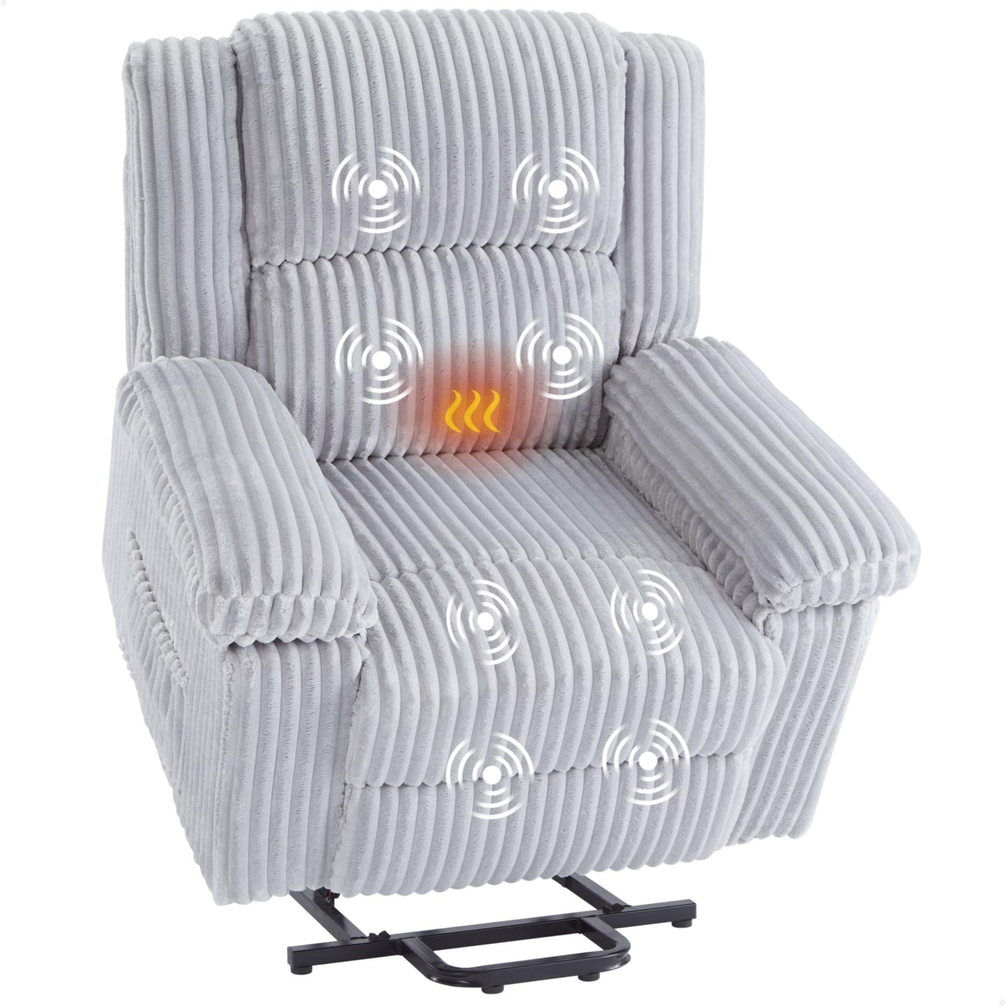 GarveeHome Power Lift Recliner Chair - Heat and Massage, Electric Lift Plush Recliner with Soft Padded Seat, Back Support & Armrests, Designed for the Elderly and People with Mobility impaired