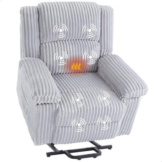 GarveeHome Power Lift Recliner Chair - Heat and Massage, Electric Lift Plush Recliner with Soft Padded Seat, Back Support & Armrests, Designed for the Elderly and People with Mobility impaired