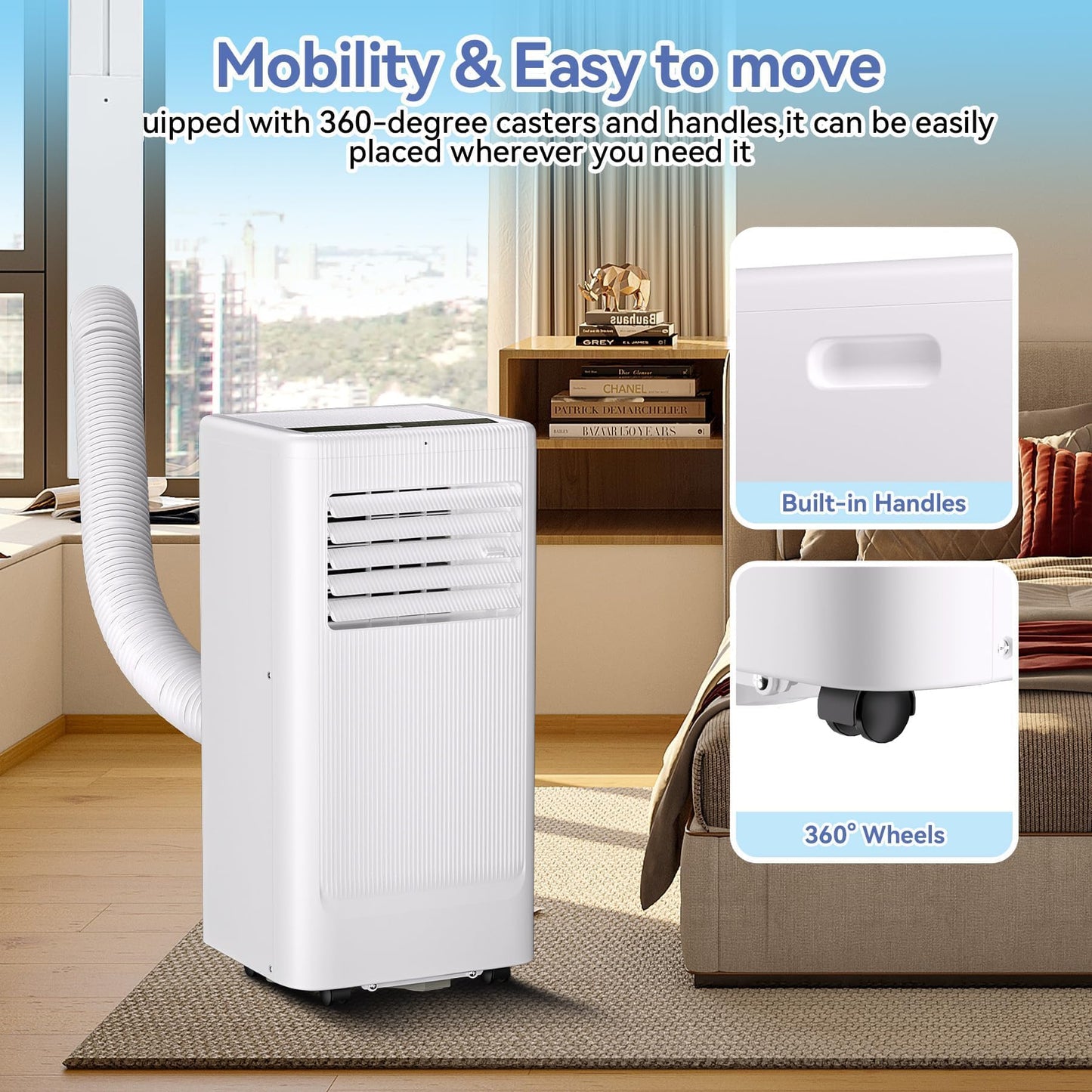 10000 BTU Portable Air Conditioners, 3 in 1 Portable AC with Cool, Dry, Fan Modes, Quiet Air Conditioners Cools Room up to 560 sq.ft, LED Display, Remote & 24H Timer, for Bedroom/Dorms/Apartments