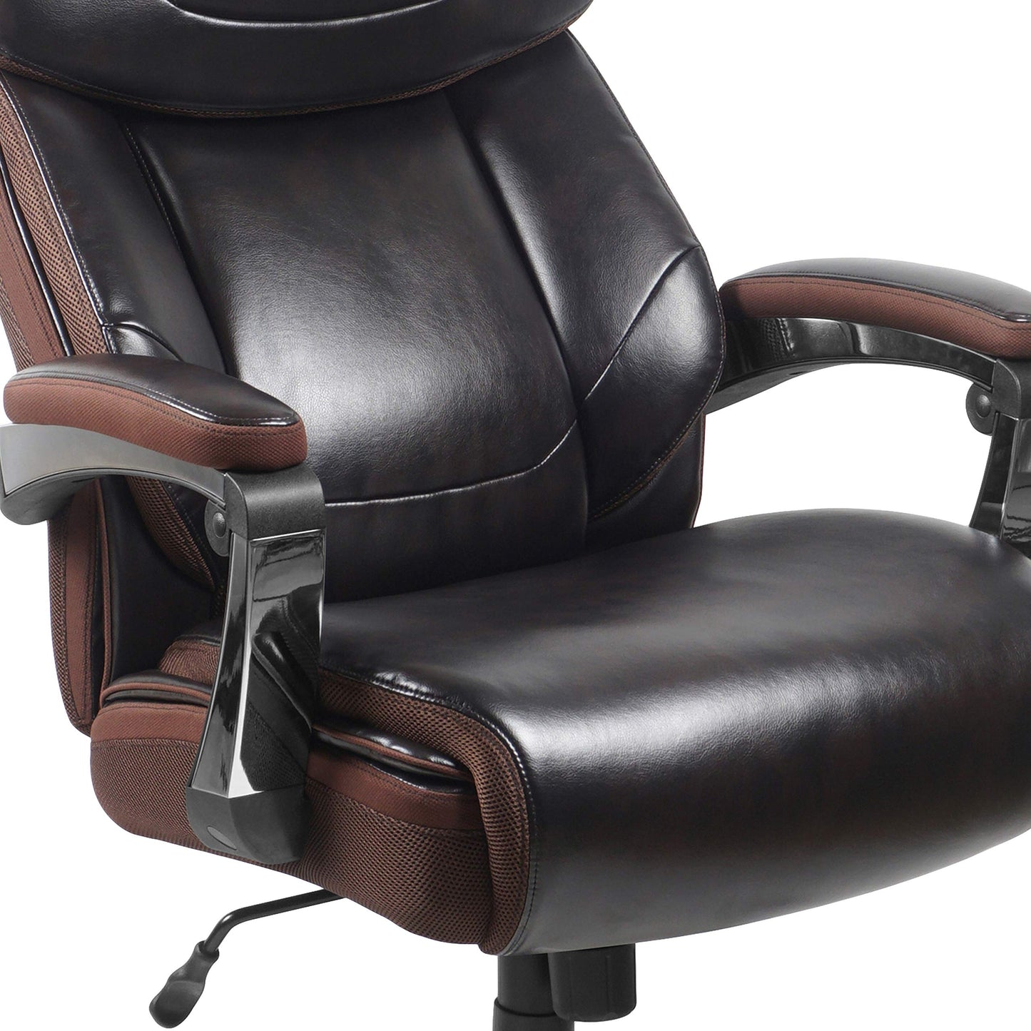 Flash Furniture Hercules Series High-Back Swivel LeatherSoft Office Chair, Ergonomic Executive Chair with Headrest and Adjustable Height, Brown