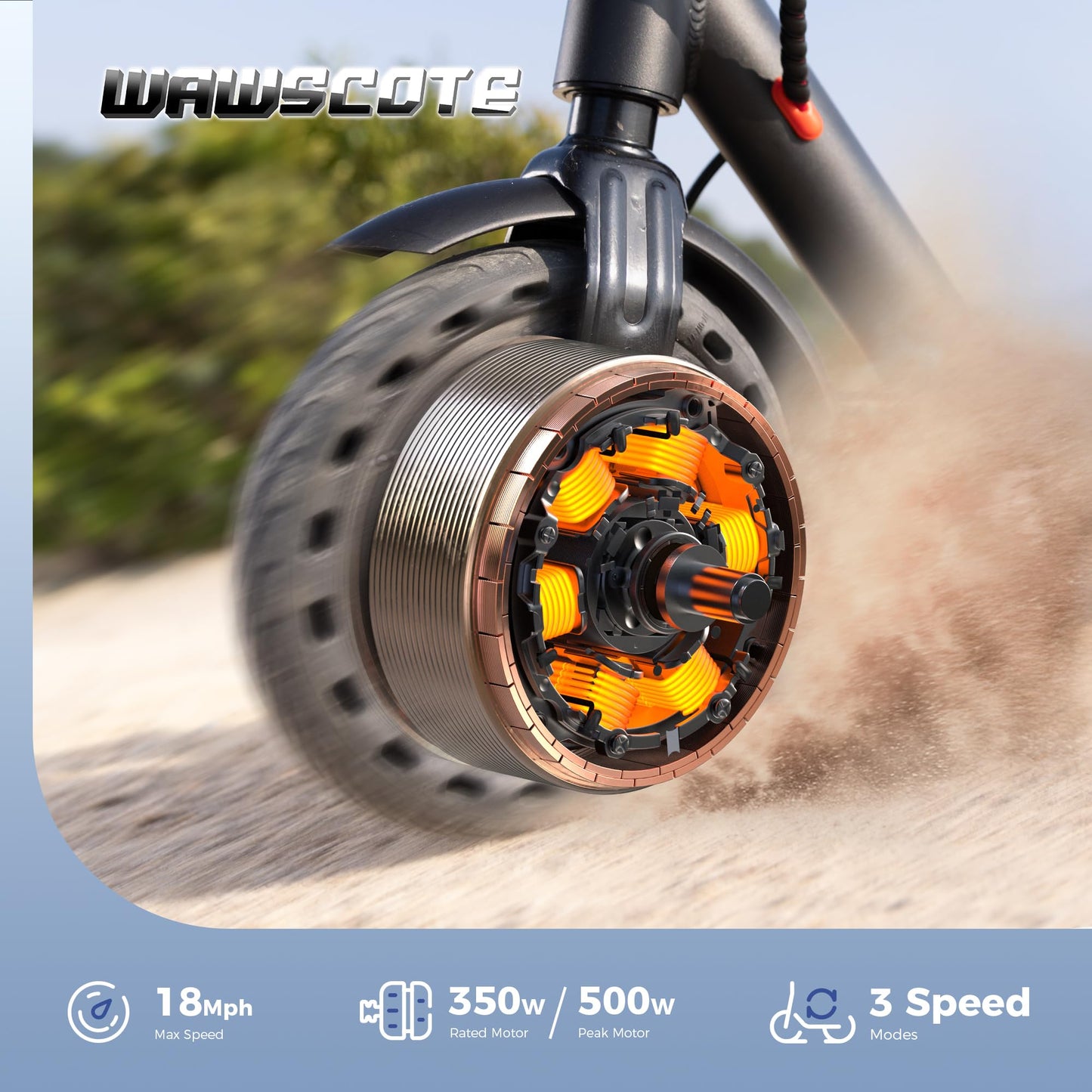 WAWSCOTE Electric Scooters - Electric Scooter for Adults, 500W Peak Motor, 18 Max MPH, 21 Miles Range, APP Control, Lightweight Foldable E-Scooter