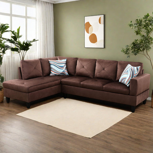 NicBex 97" L Shaped Couch Sectional Couches for Living Room, 2-Piece Modular Sofa with Movable Chaise & Deep Seat for Apartment, Bedroom, Office, Brown