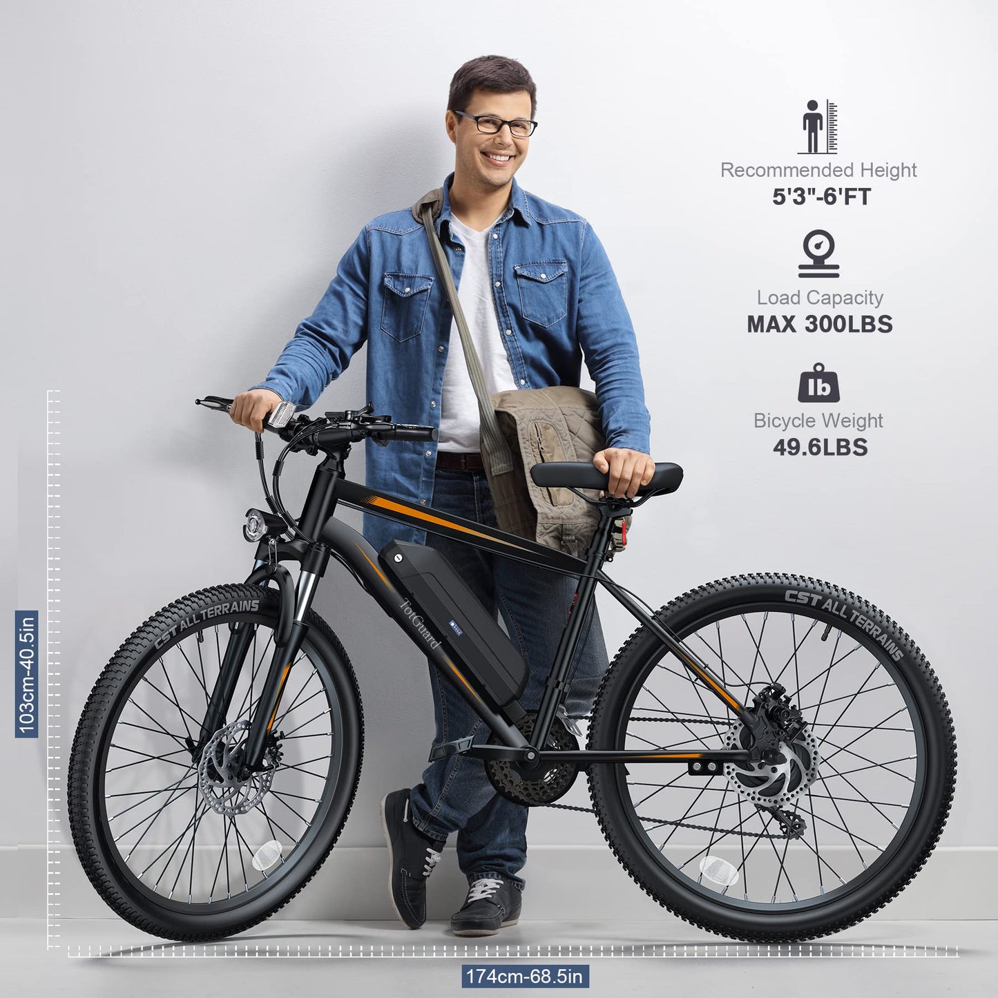 TotGuard Electric Bike for Adults, 27.5" Electric Bike 500W Ebike 19.8MPH Adult Electric Bicycles Electric Mountain Bike,48V 499WH Removable Lithium Battery,21-Speed Gears,Lockable Suspension Fork