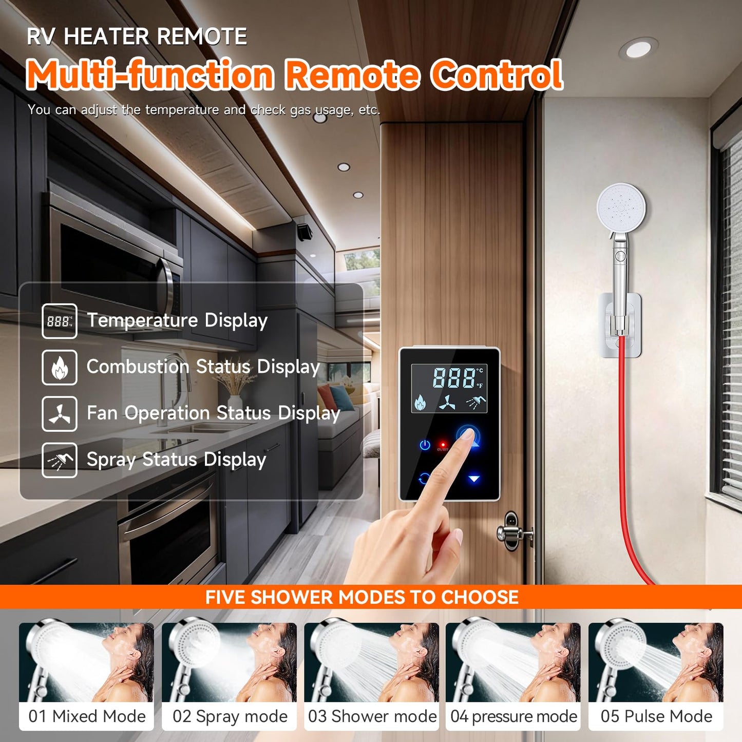 RV Tankless Water Heater, 61,000 BTU On Demand Instant Propane Gas RV Tankless Hot Water Heater with White Door and Remote, 3.9 GPM, 12V，Multi-Protection for RVers' Everyday Use