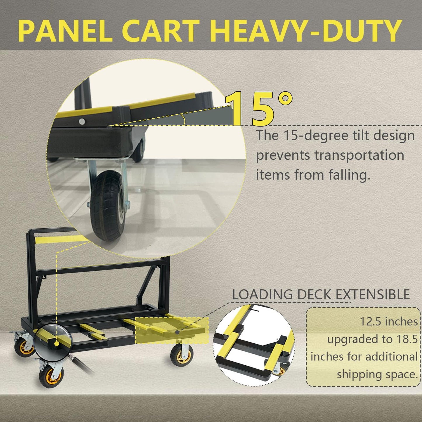 VisHomeYard Folding Drywall Cart, 2200LBS Load Capacity, Sheetrock Dolly, Drywall Plywood Cart Dolly with Rubber Swivel Casters