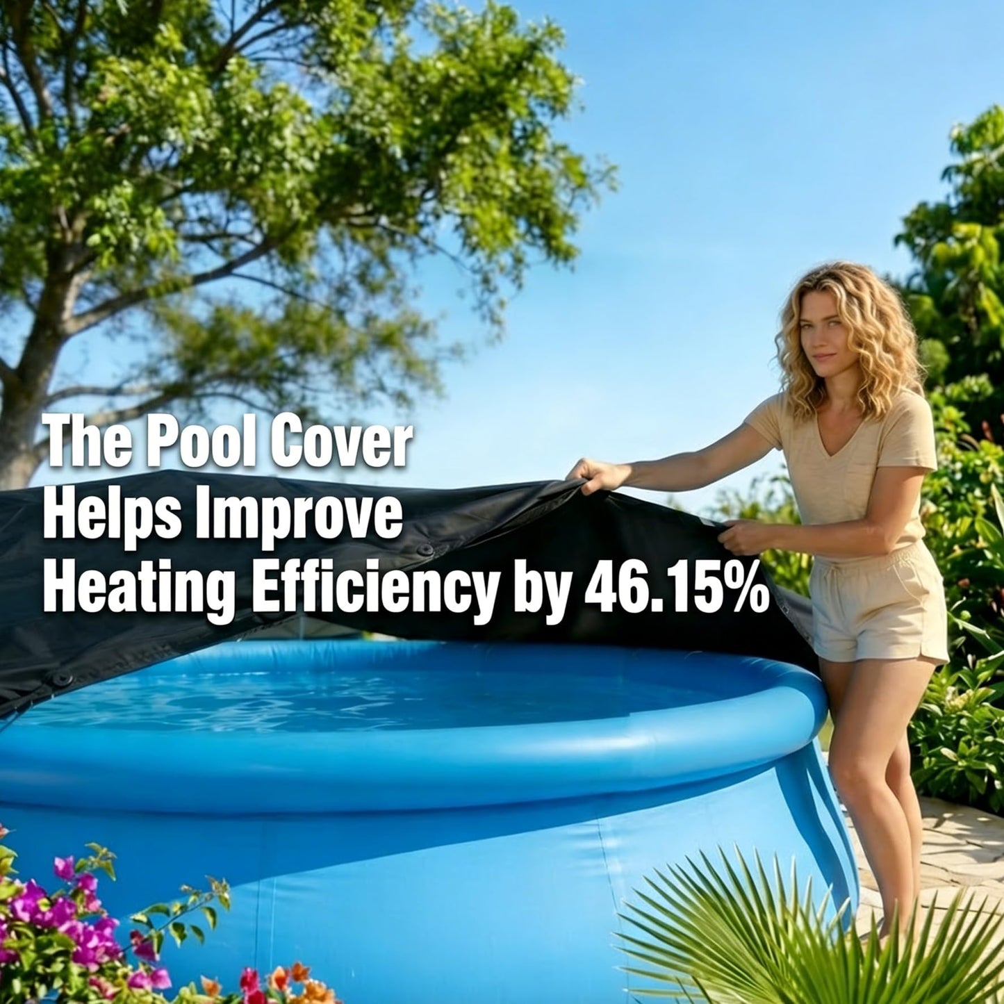 Varpoolfaye 16000 BTU Swimming Pool Heat Pump 5000 Gallon Electric Pool Heater for Above Ground Pool 5KW Heating or Cooling WiFi Control Timer Pool Heater 110V 60Hz