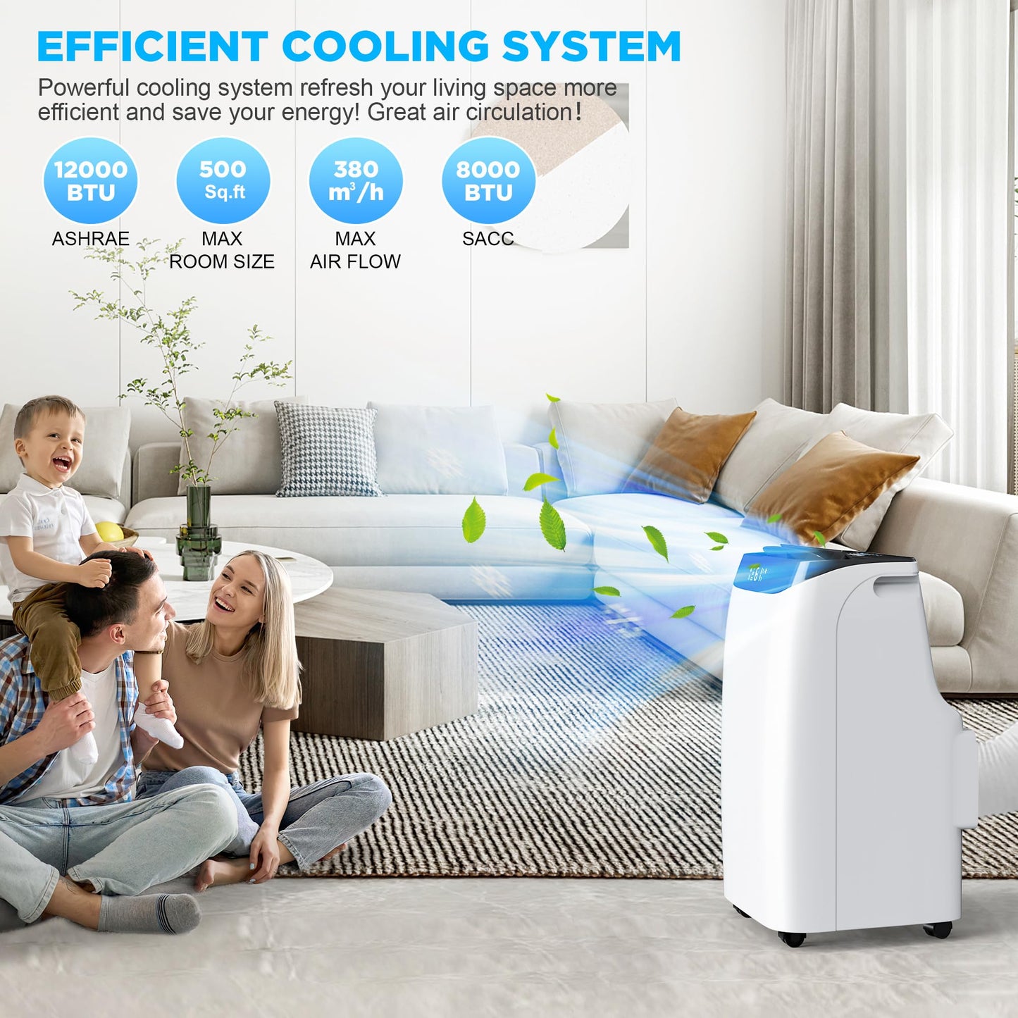 Humhold 12000 BTU Portable Air Conditioners with Remote Control, 3-in-1 Free Standing Cooling AC Unit with Fan & Dehumidifier, Cools Room up to 500 sq.ft, Smart/Sleep Mode,3 Speed,24H Timer,Window Kit