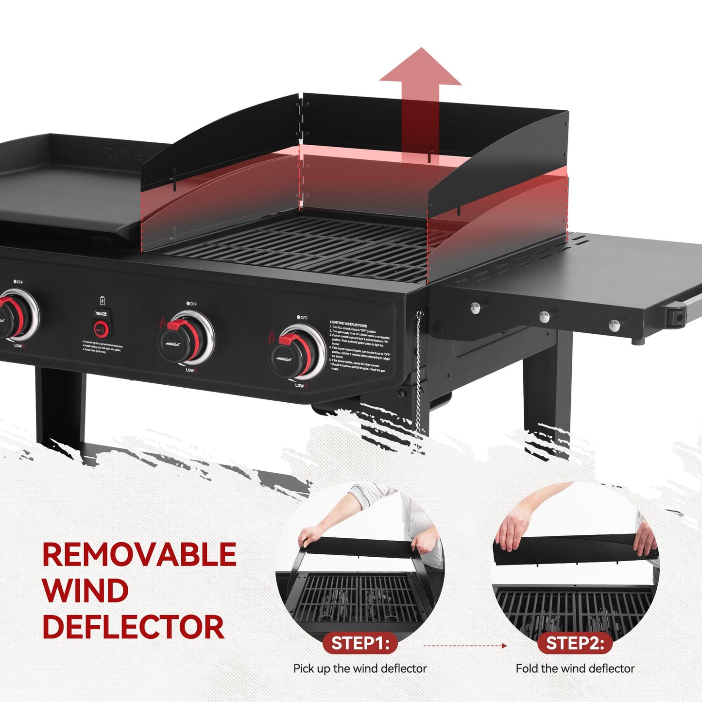 Royal Gourmet GD405A 4 Burner Propane Gas Grill and Griddle Combo with Grilling Gear Set, Griddle Grill Combo with Foldable Side Tables for Outdoor Cooking While Camping or Tailgating, Black
