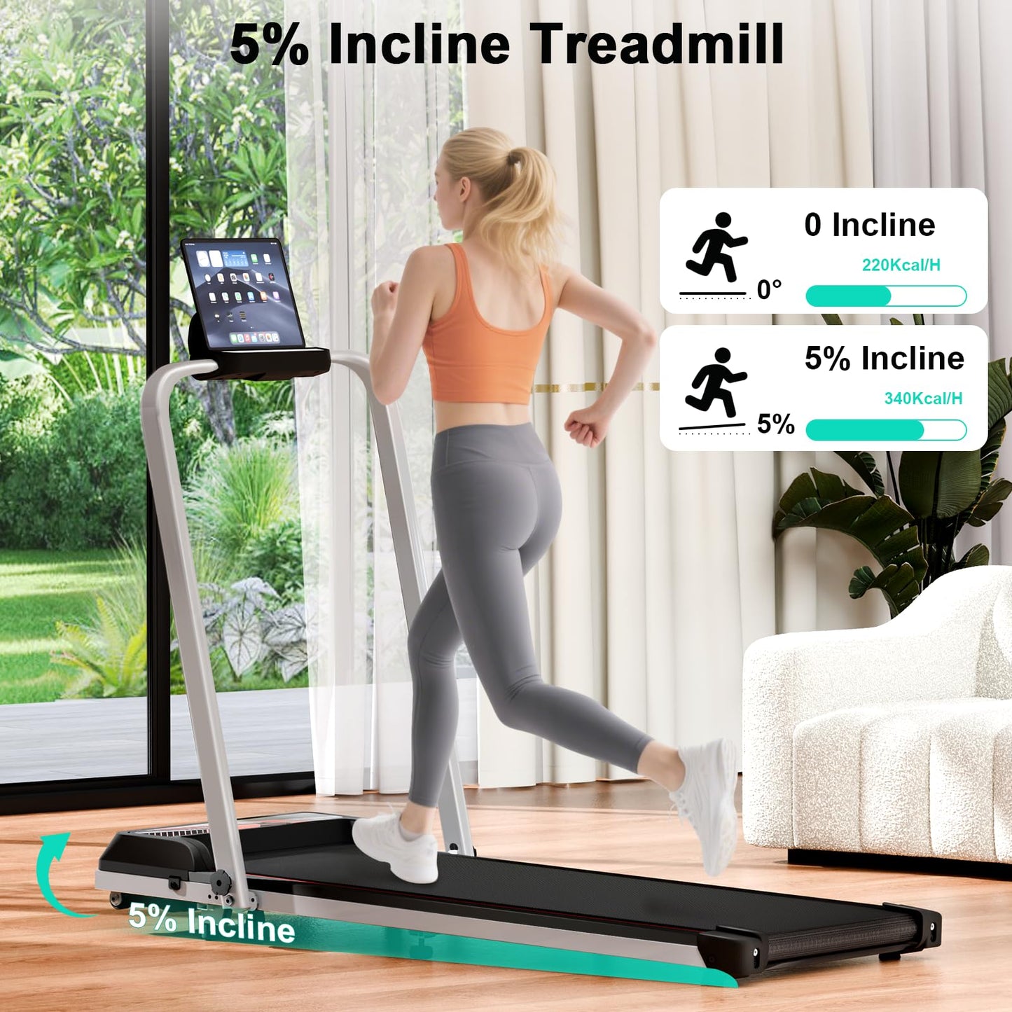 Treadmill with Incline, 3 in 1 Walking Pad with Incline for Home Office w/3.0HP Motor/7.6MPH, Walking Pad with Handle Bar/Remote/LED Display, Walking Pad Treadmill with Incline Supports Up to 350lbs