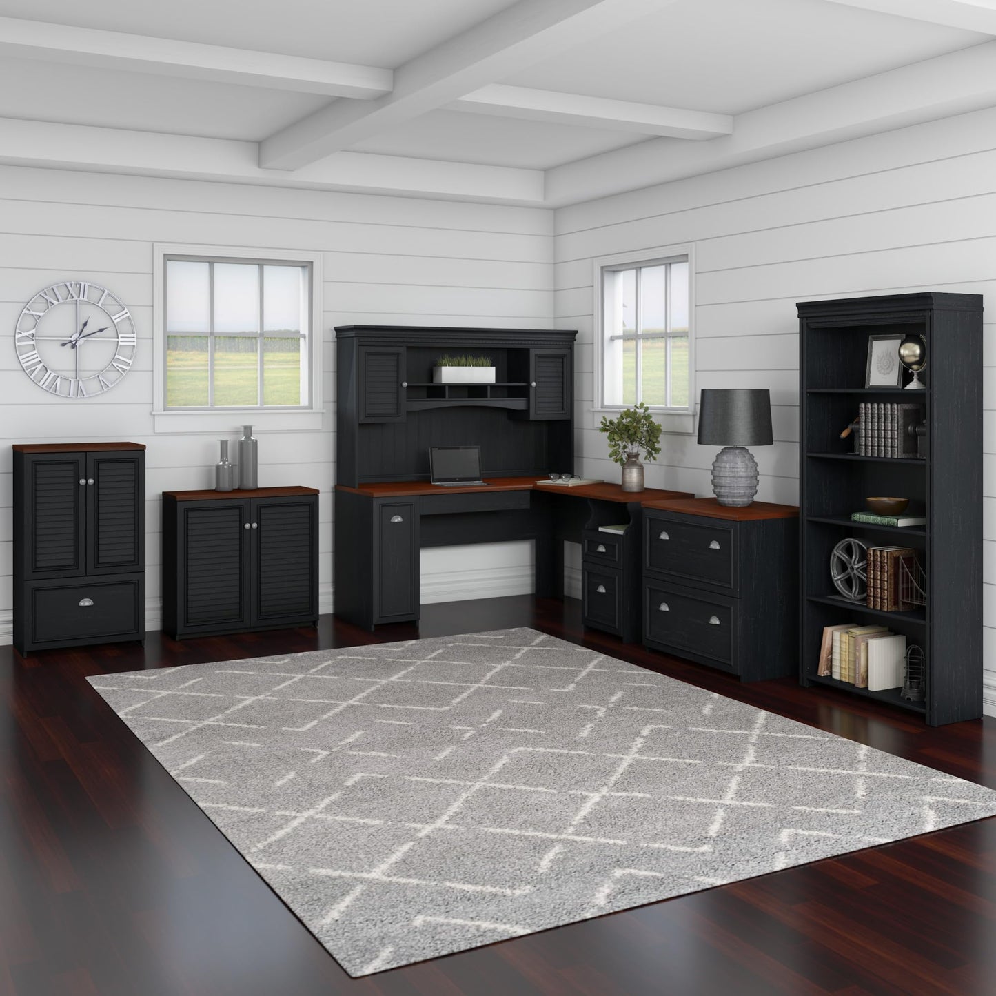 Bush Furniture Lateral File Cabinet with Antique Pewter Accents | Fairview Collection 2 Drawer Filing Storage Unit for Home Office | 32Wx21Lx31H