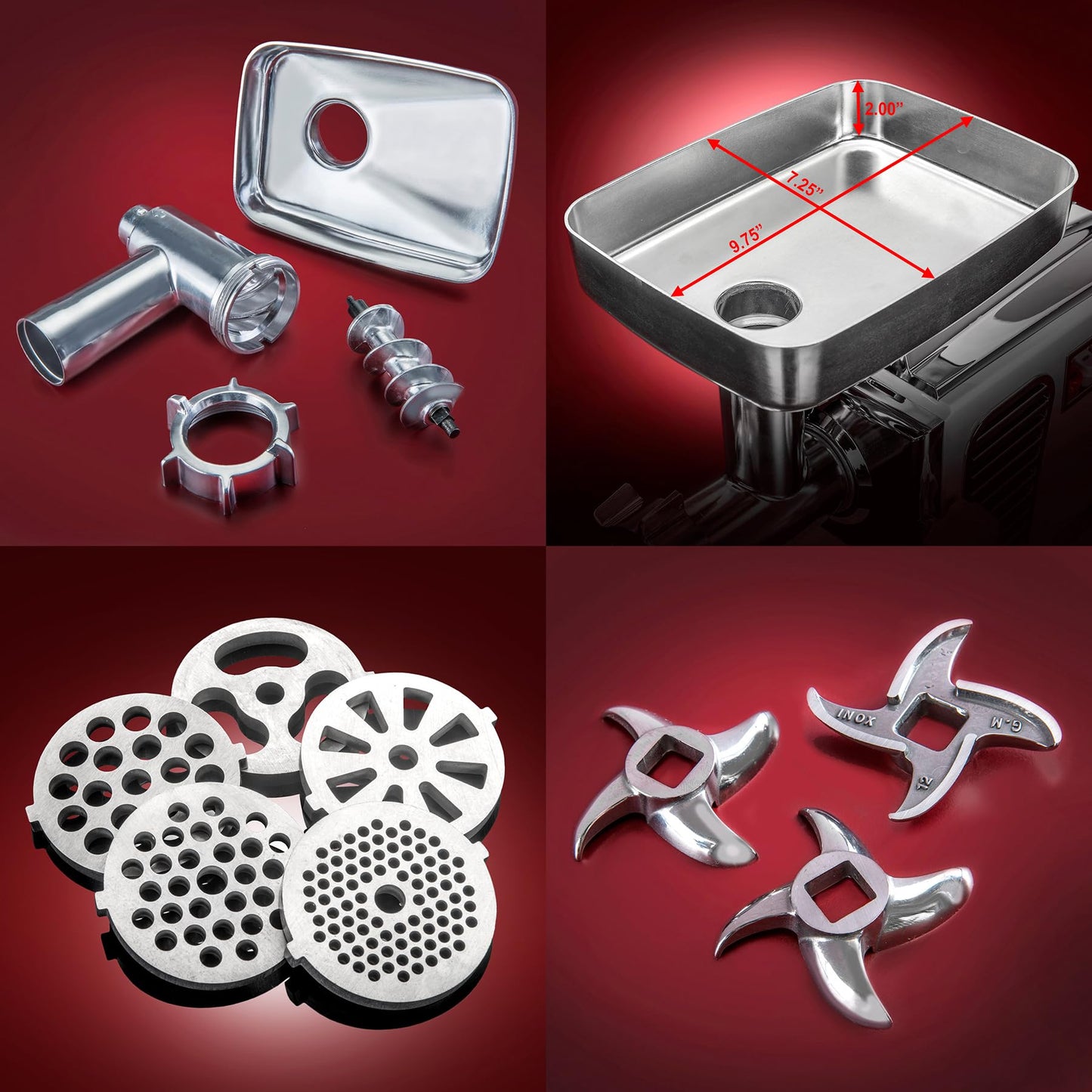 STX International Turboforce 3000 Series 6-in-1 Electric Meat Grinder | 3000W Max | 3-Speed | Foot Pedal | 5 Grinding Die | 3 Stainless Steel Blades | Sausage Stuffer | Kubbe Maker & More Included