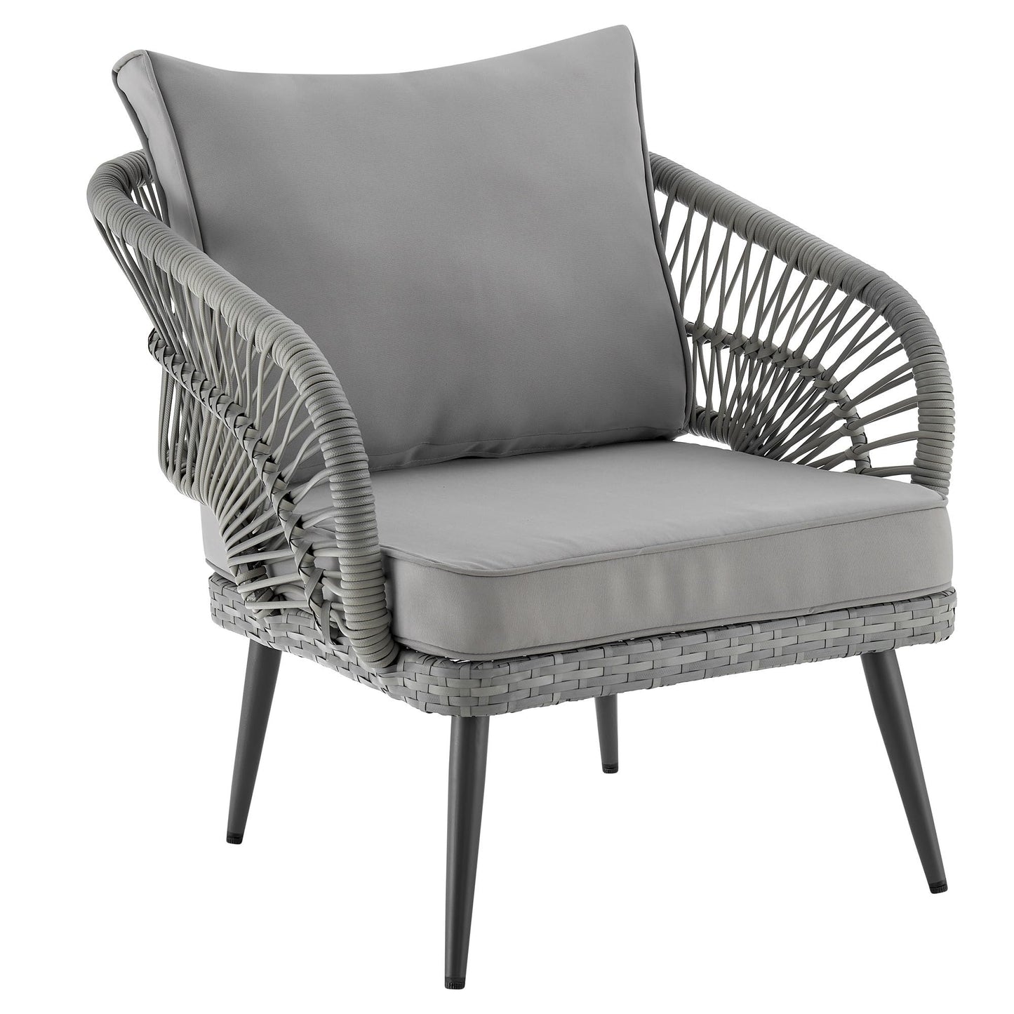 Manhattan Comfort Riviera 4-Piece 5 Seater Patio Conversation Set with Cushions, Grey