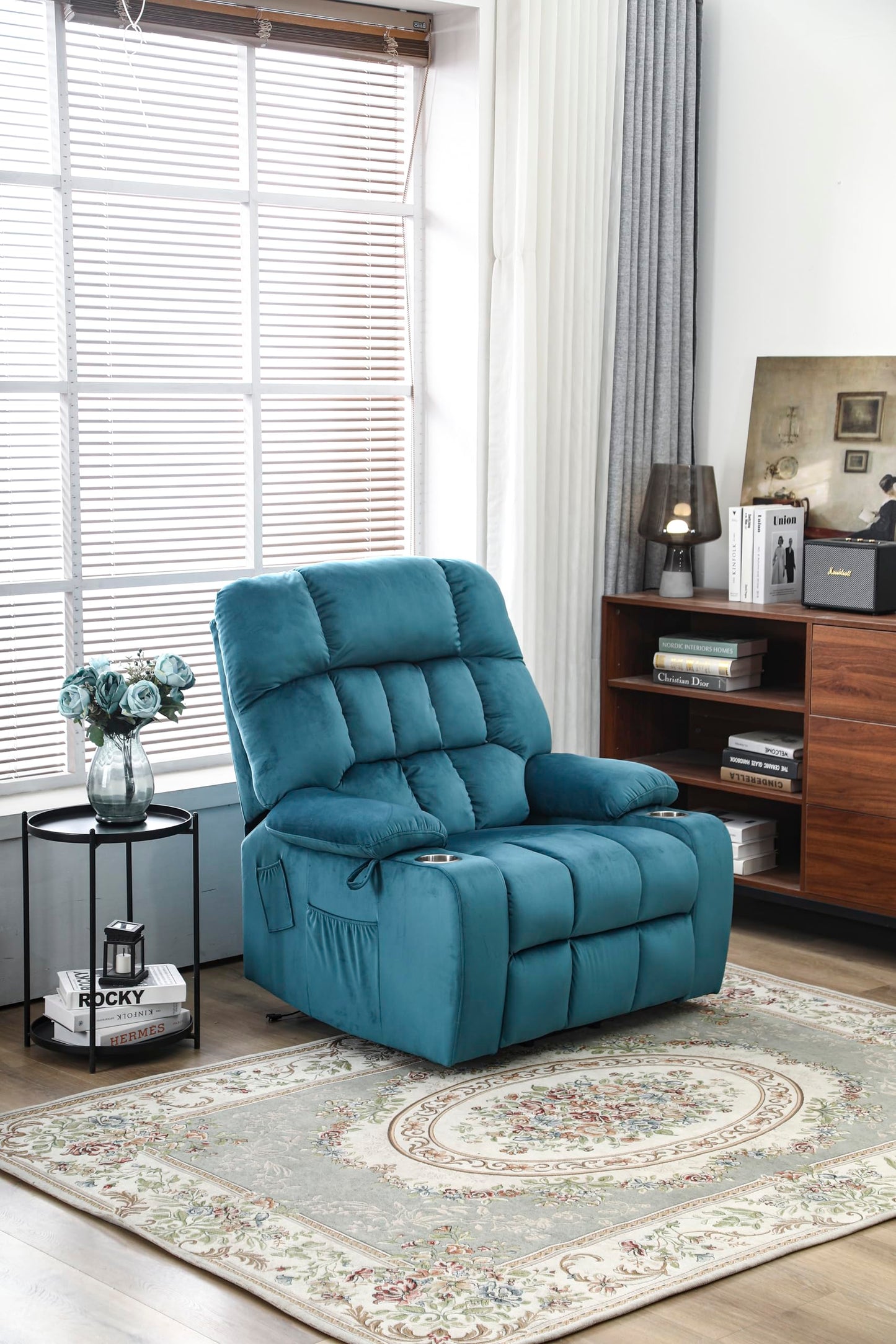 GDFStudio Oversized Power Lift Recliner Chair with Heat and Massage Electric Reclining Sofa Chair with Dual Remote Cup Holders Side Pockets OKIN Motor for Living Room Bedroom