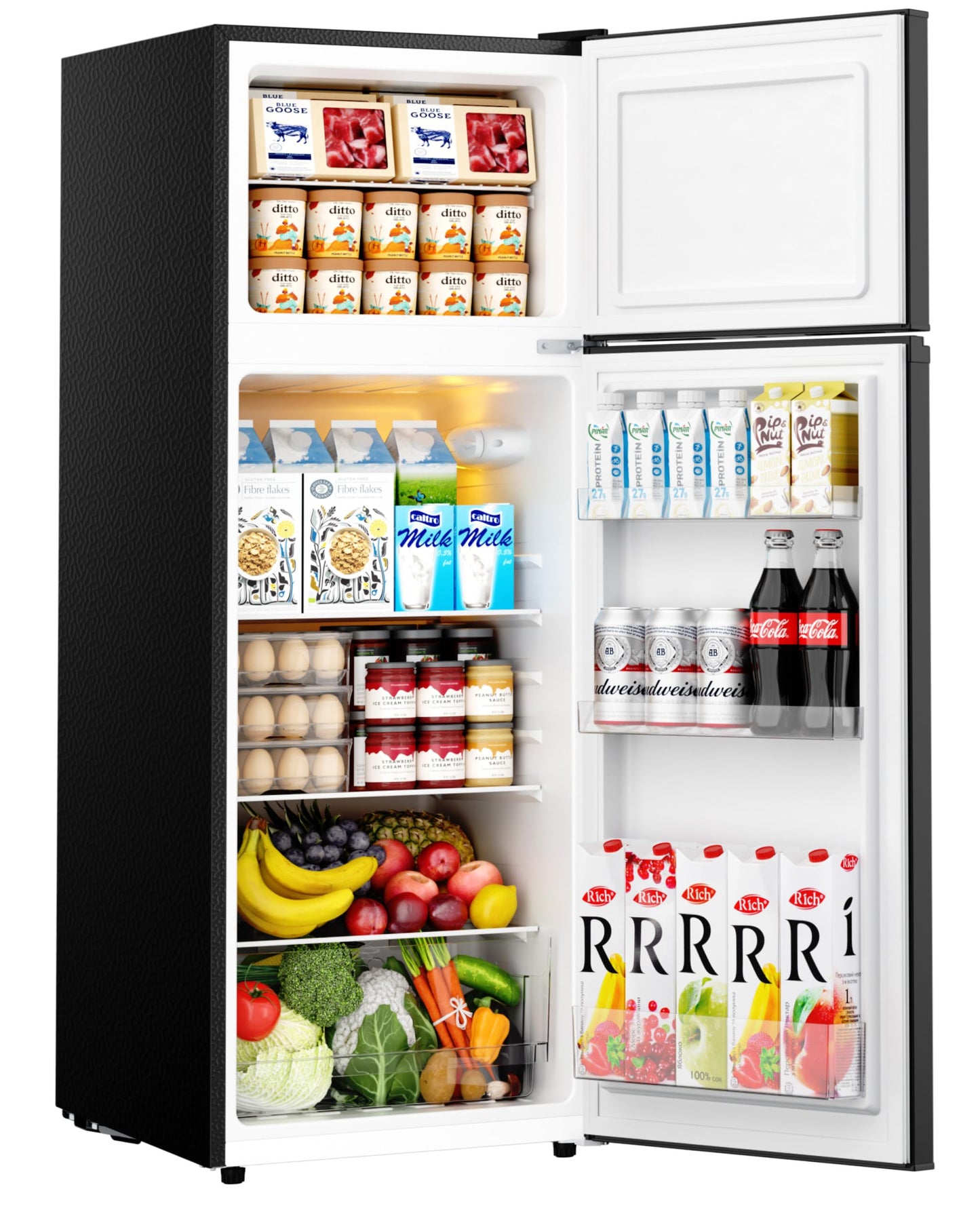 EUHOMY 7.4 Cu.Ft. Refrigerator with Freezer, 2 Door Fridge, Large Capacity, Adjustable Thermostat for Kitchen/Dorm/Apartment/Garage - Food Storage or Cooling Drinks, Black