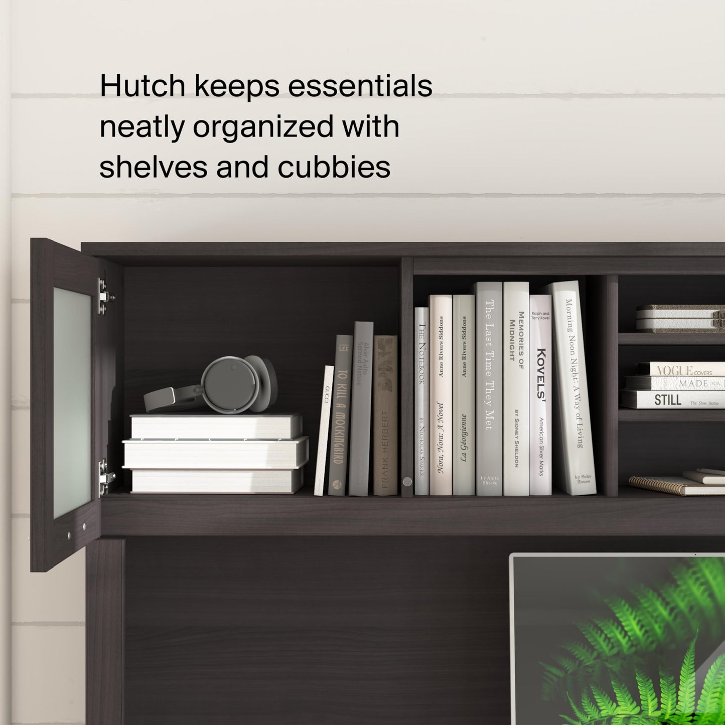 Bush Home 72-Inch L-Shaped Sit to Stand Desk with Hutch, Adjustable Height Standing Corner Computer Desk with Drawers, Shelves and Storage Cabinet, Home Office, Somerset Collection, Storm Gray
