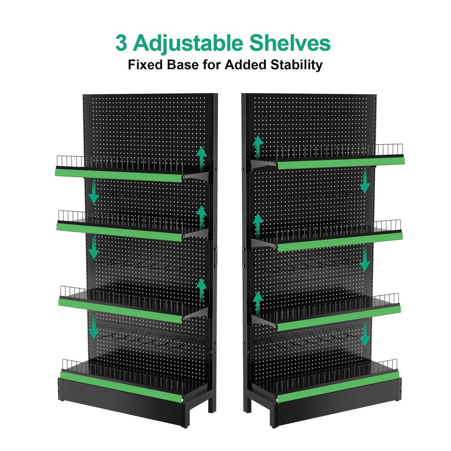 JWX Gondola Shelving Unit, Heavy-Duty Pegboard Display with Hooks & Shelves, Commercial Retail Display Stand for Stores, Trade Shows, Showrooms and Pop-Up Shops