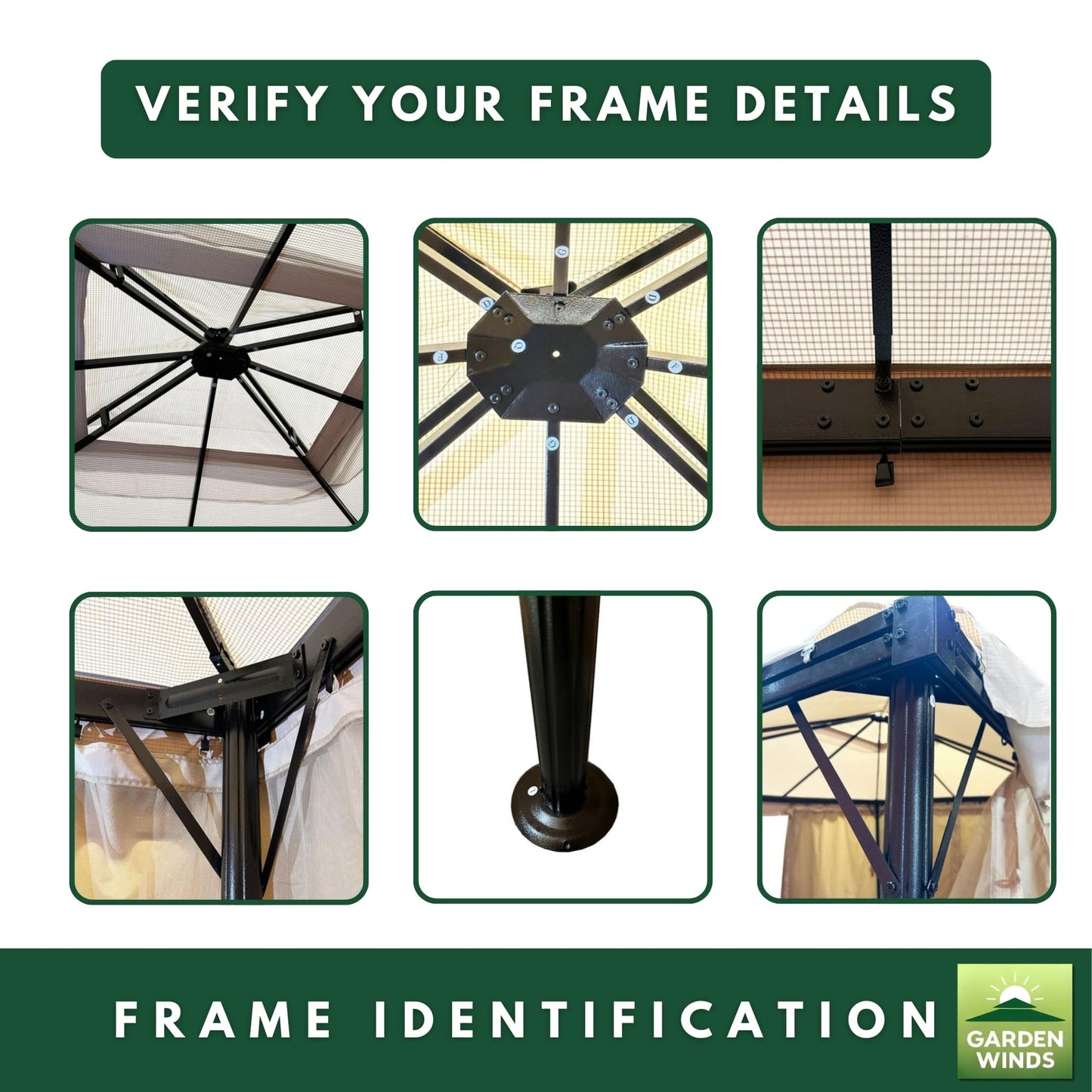 Garden Winds Reinforced Replacement Canopy Top Cover Compatible with The HWG-025W Erommy 10’ x 12’ Gazebo - Classic Sand, Riplock 350