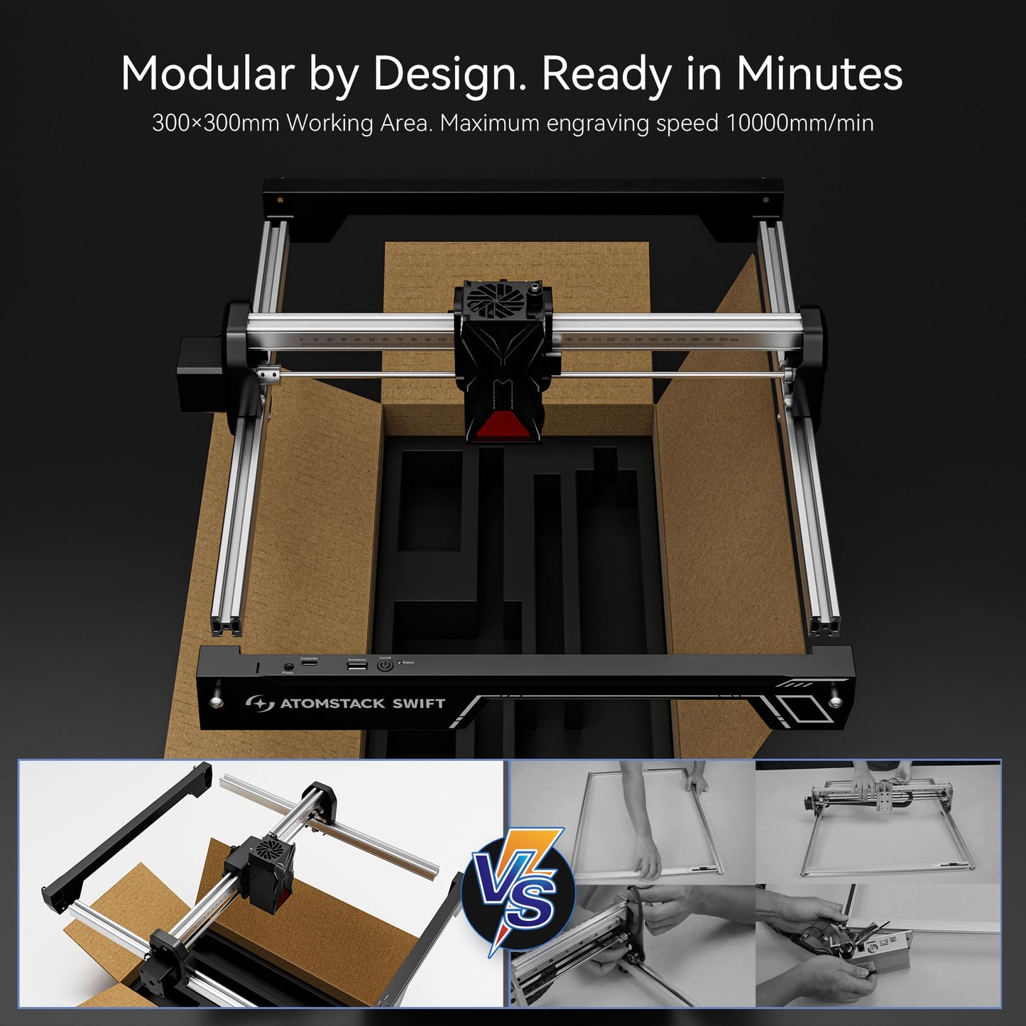 ATOMSTACK Swift 12W Laser Engraver, Swift 12W Laser Cutter, 0.06mm High Accuracy Laser Engraving Machine for Wood and Metal, Dark Acrylic, Glass, Leather