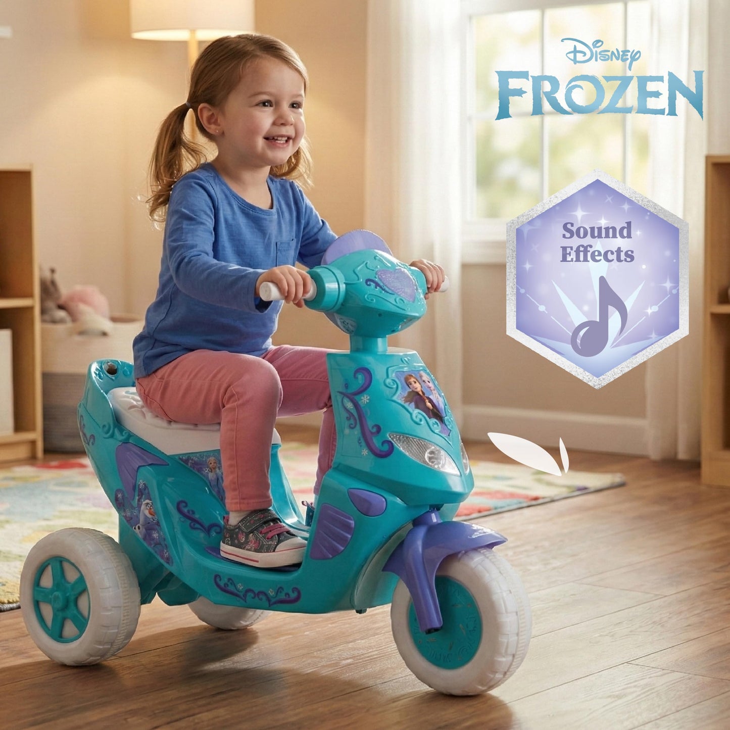 Kid Trax Disney Frozen Kids Scooter Ride On Toy, 6 Volt, Kids 3-5 Years Old, Max Weight 55 lbs, Single Rider, Battery and Charger Included, Blue