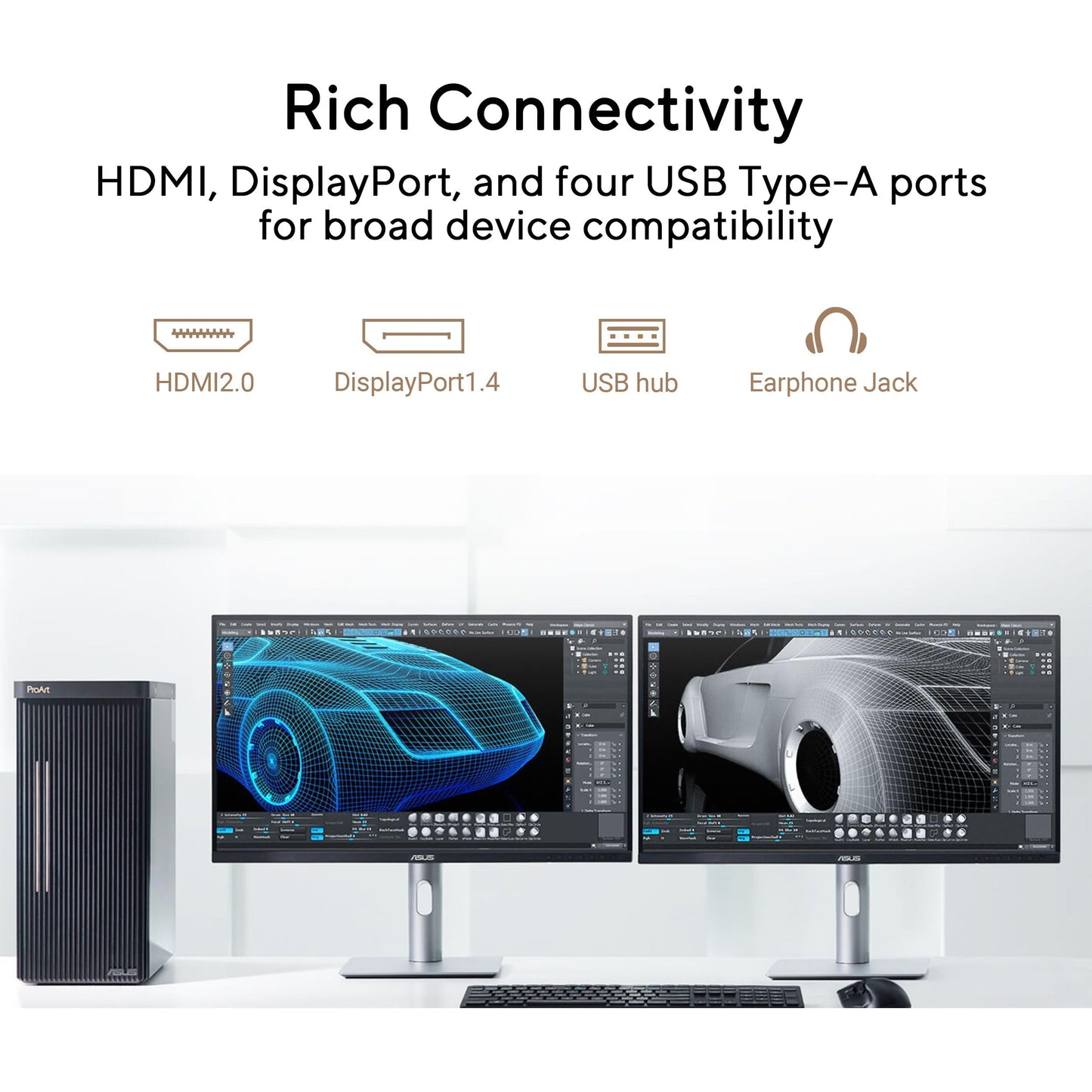ASUS ProArt Display 27” 1440P Professional Monitor (PA278QGV) – IPS, QHD (2560 x 1440), 95% DCI-P3, Color Accurate, ΔE<2, Calman Verified, 120Hz, HDR-10, Light Sync, Ergonomic, 3 yr Warranty