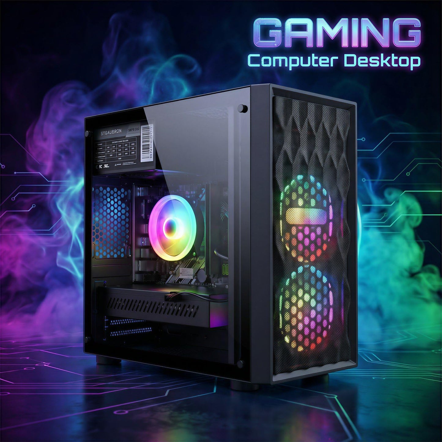 STGAubron Gaming PC Computer Desktop, Radeon RX 560 4G, Intel Core I7 8th up to 4.1GHz, 16G DDR4, 512G SSD, WiFi 6 & BT 5.2, RGB Fan x2, Windows 11 Home