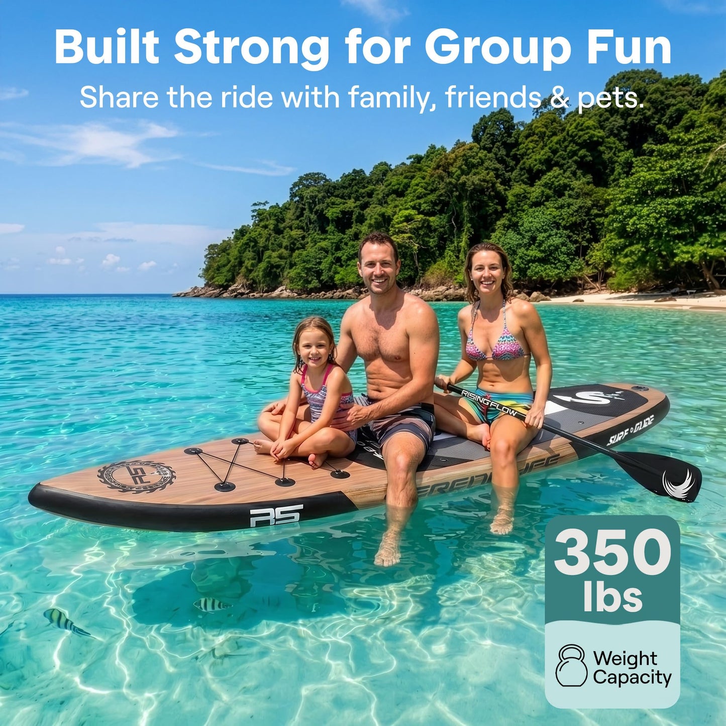 SereneLife Inflatable Stand Up Paddle Board - Wide Stable Design, Non-Slip Deck for Adults & Youth with Premium Paddle Board Accessories: Carry Bag, Dual Action Pump, Paddle, Ankle Leash - 10'6"