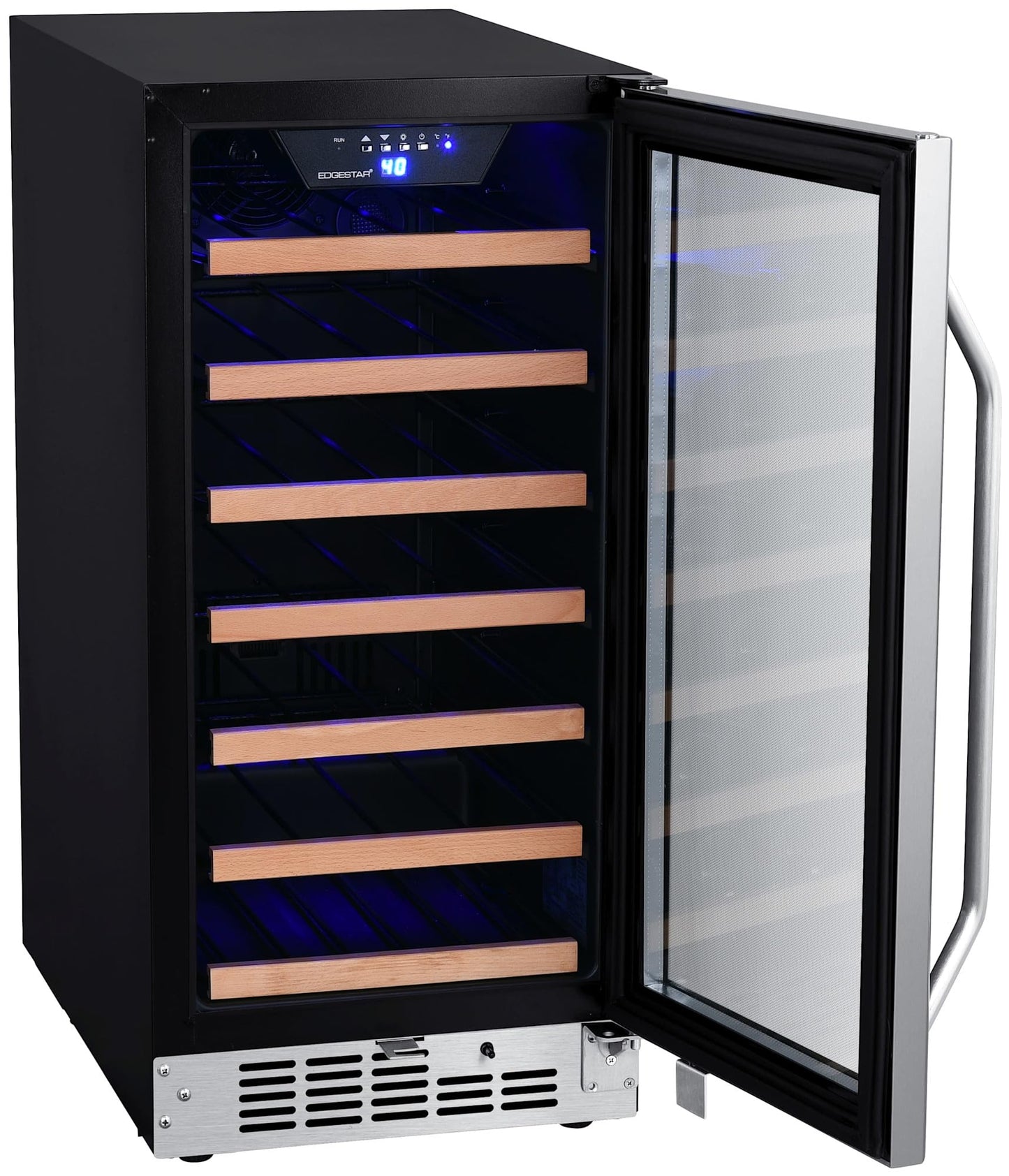 EdgeStar CWR302SZ 15 Inch Wide 25 Bottle Built-In Single Zone Wine Cooler with Reversible Lockable Door and LED Lighting - Stainless Steel