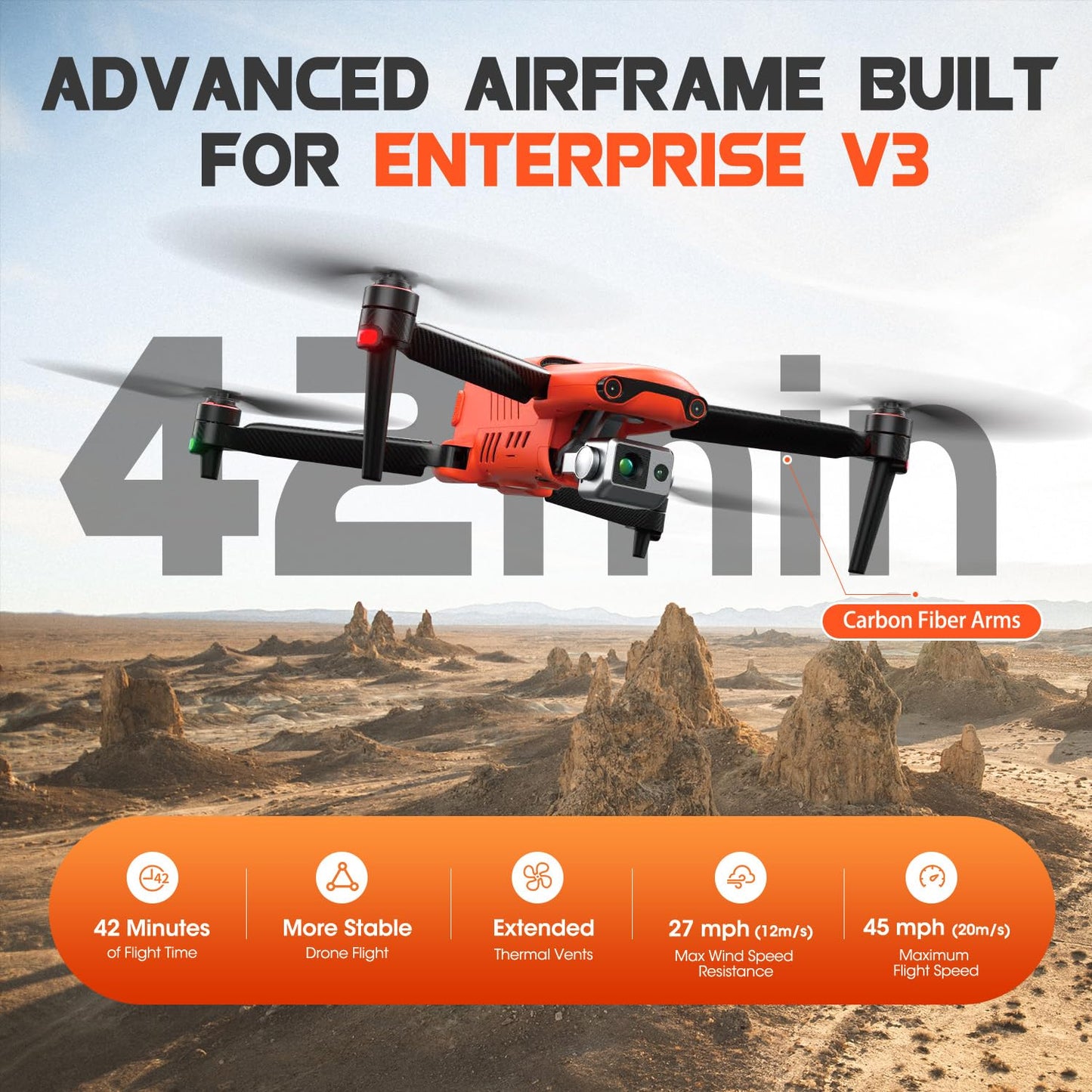 Autel Robotics EVO II Dual 640T Enterprise V3, 640*512 30Hz T~hermal&8" RYYB CMOS Sensor,10 Color Schemes, 4X lossless Zoom, 42 Min,15KM Transmission, Support Remote ID,w/Strobe/Spotlight/ Loudspeaker