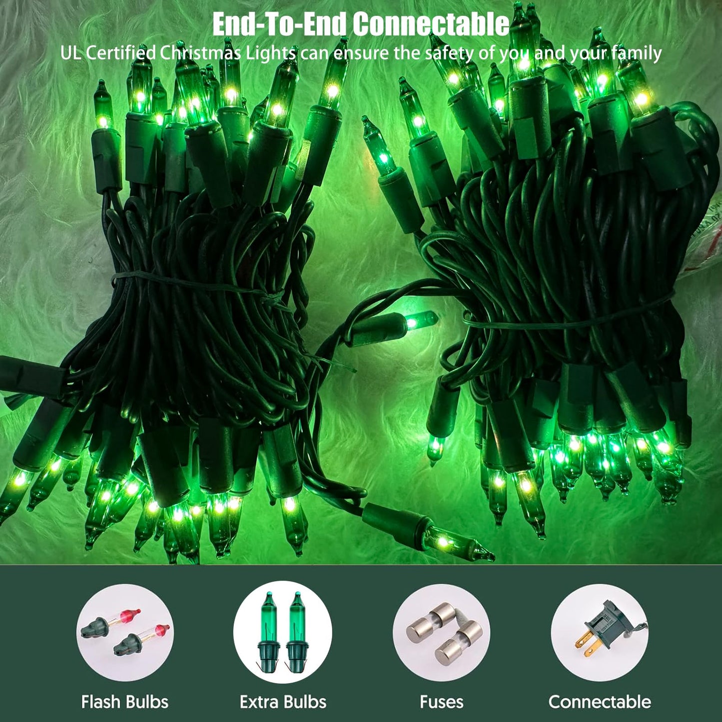 HISHINY Green String Lights 100 Count Mini St Patricks Decorations 21ft UL Certified Copper Wire