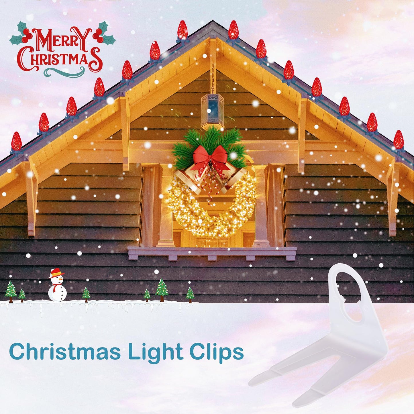 Minetom Christmas Light Clips, 100 Pack, C7 C9 Shingle Tab, White, 7-Shape Design, Outdoor Use, Leaf Guard for Roof and Gutter
