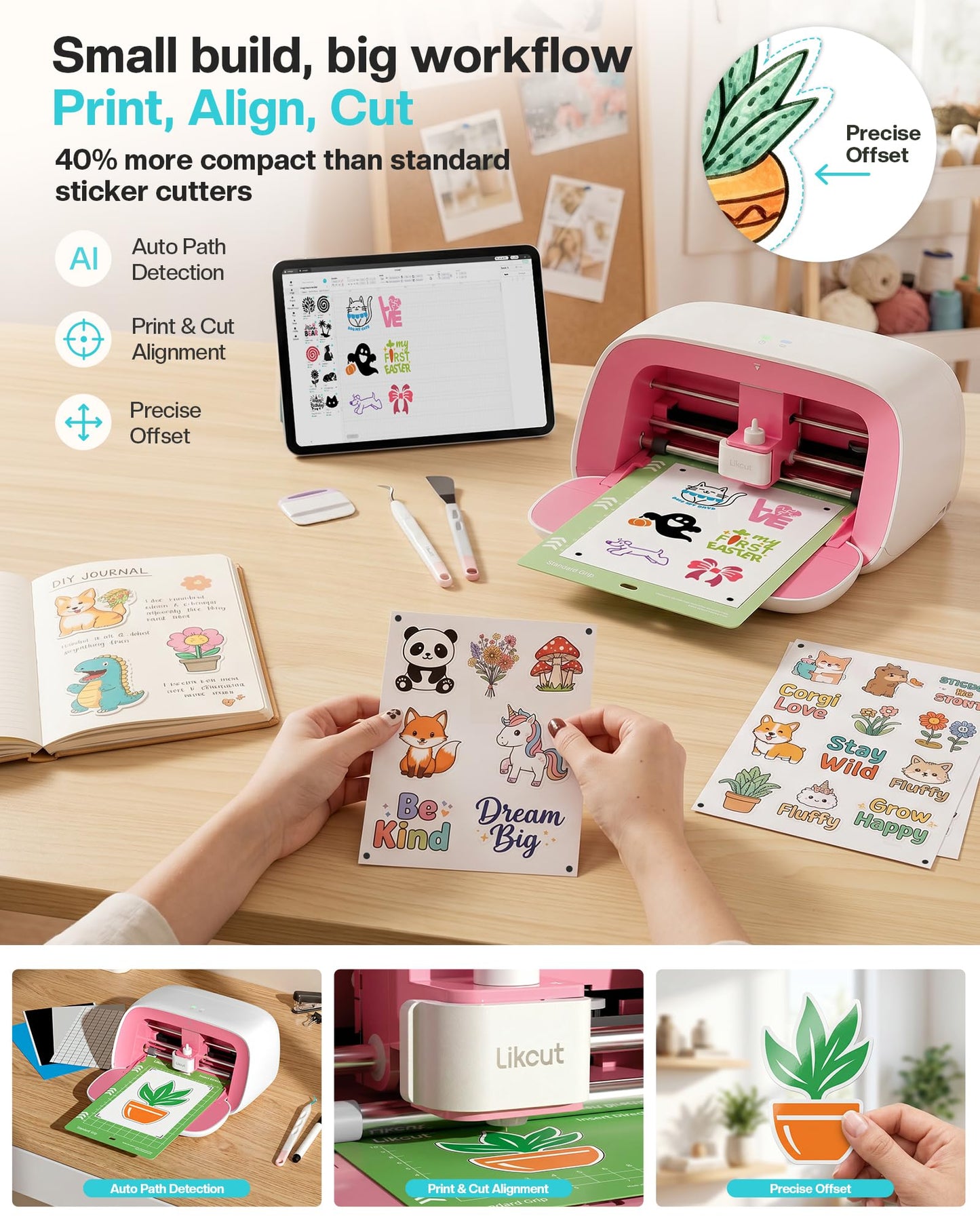 Likcut Vinyl Cutter Machine Creator Bundle with Carrying Case & Accessories, User-Friendly Sticker Maker Set, Portable Vinyl Printer for Sticker Joy Craft & Home Decor, School Project