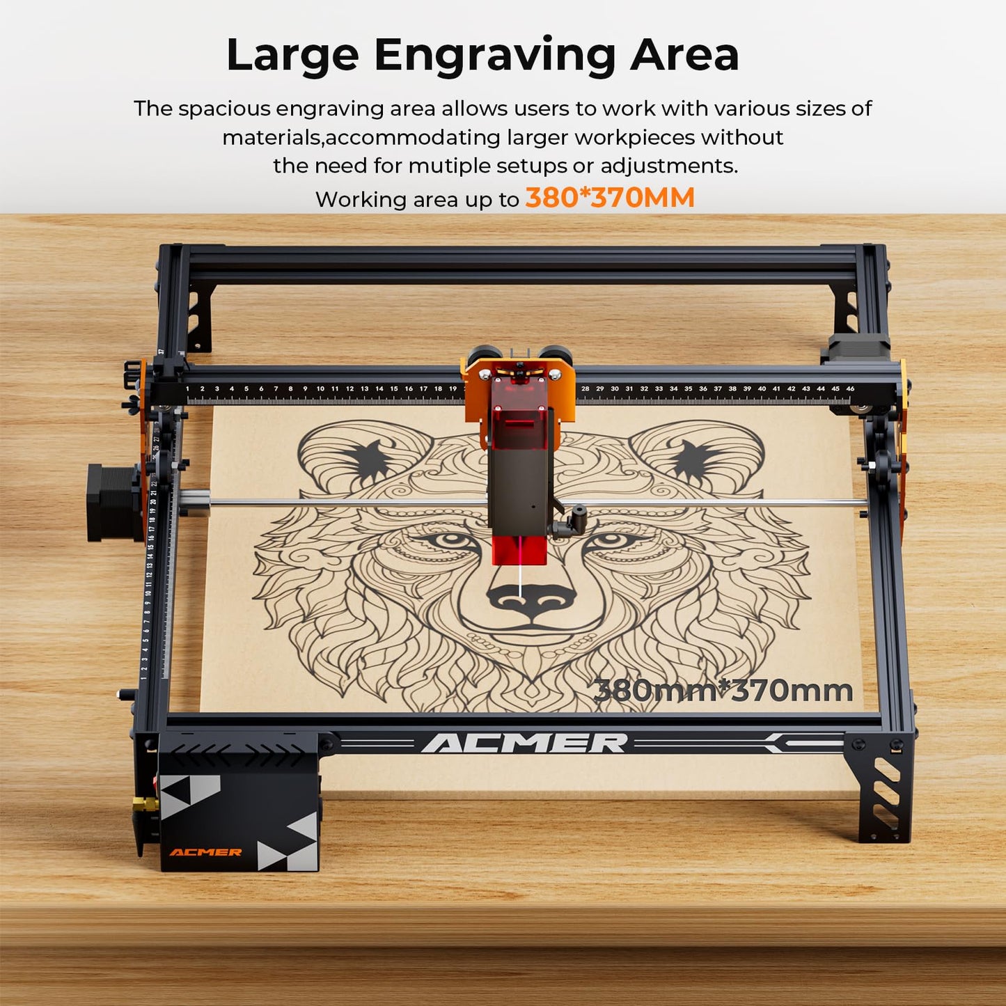 Laser Engraver Machine, P1 S Pro 10W(10000mW) Cutting Machine 380x370mm Large Area, WiFi Control, Engraves Wood Acrylic Leather Glass Metal for DIY, Crafts & for Small Business