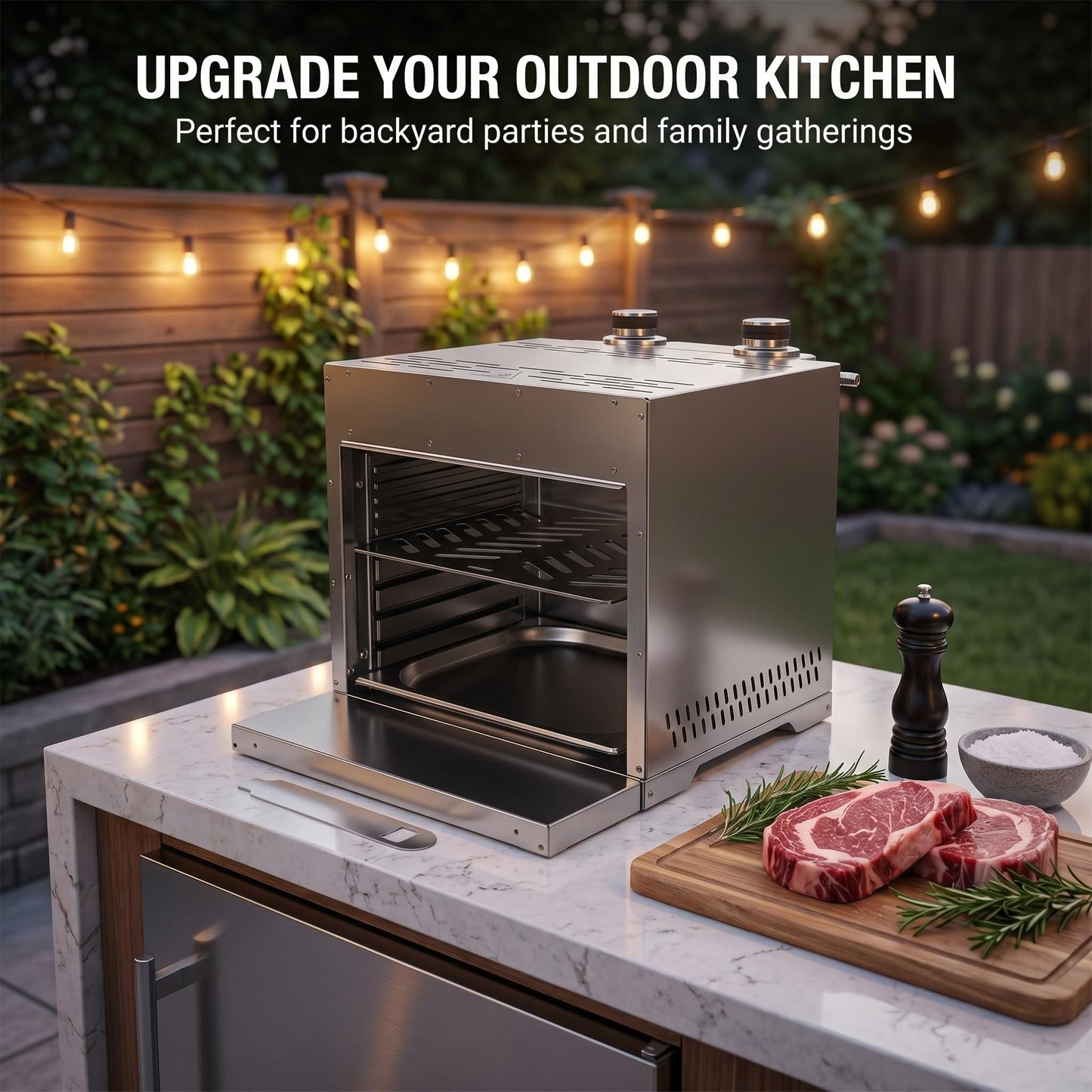 XHINBWYEK Steak Broiler Portable Infrared Broiler Propane Gas Grill Infrared Burner, Maximum 1600°F/870℃, Sear Station steak cooker grill outdoor BBQ, Stainless Steel