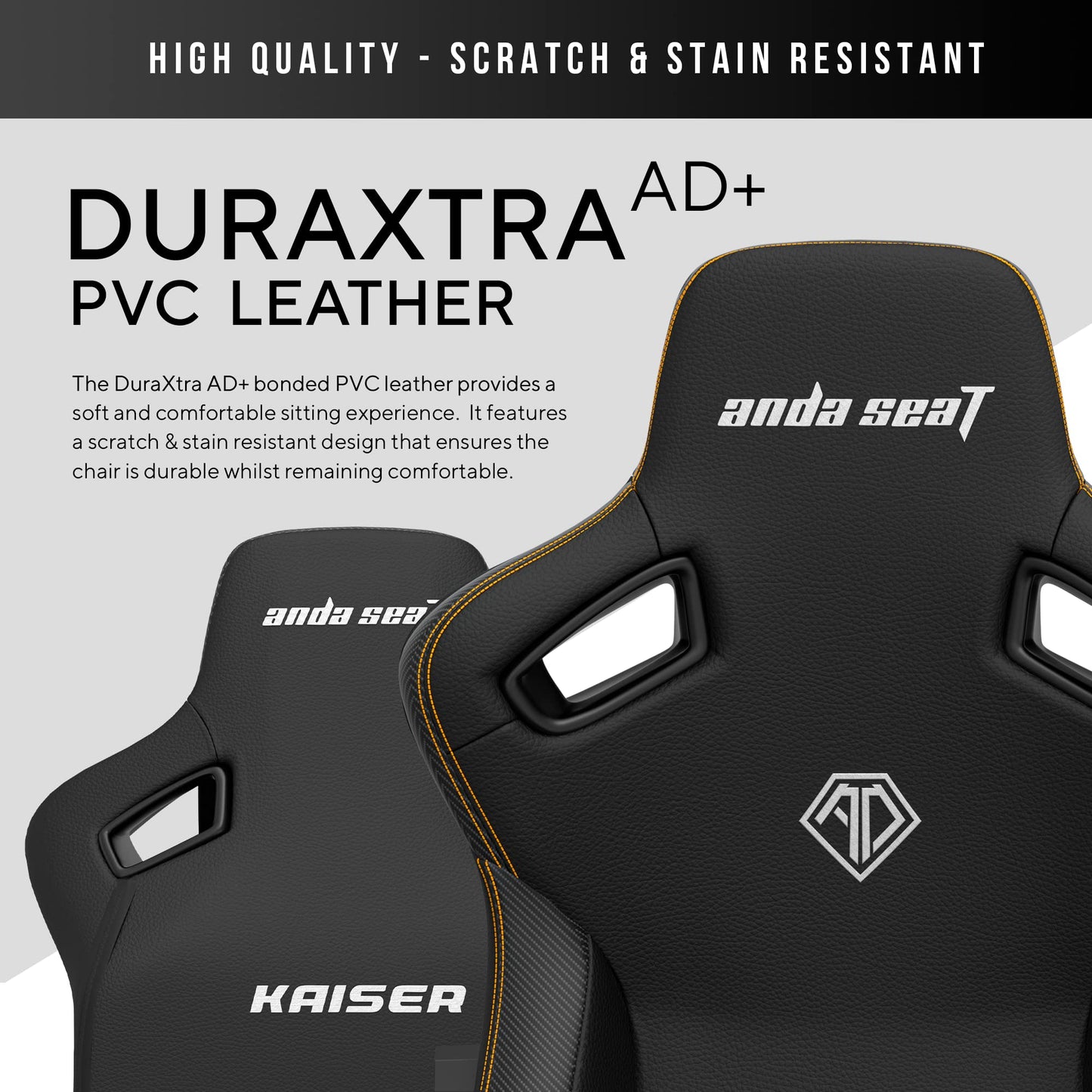 Anda Seat Kaiser 3 Large Gaming Chair for Adults - Ergonomic Black PVC Leather Gaming Seat with Lumbar Support, Comfortable Office Chair with Neck Support - Heavy Duty Wide Computer Seat