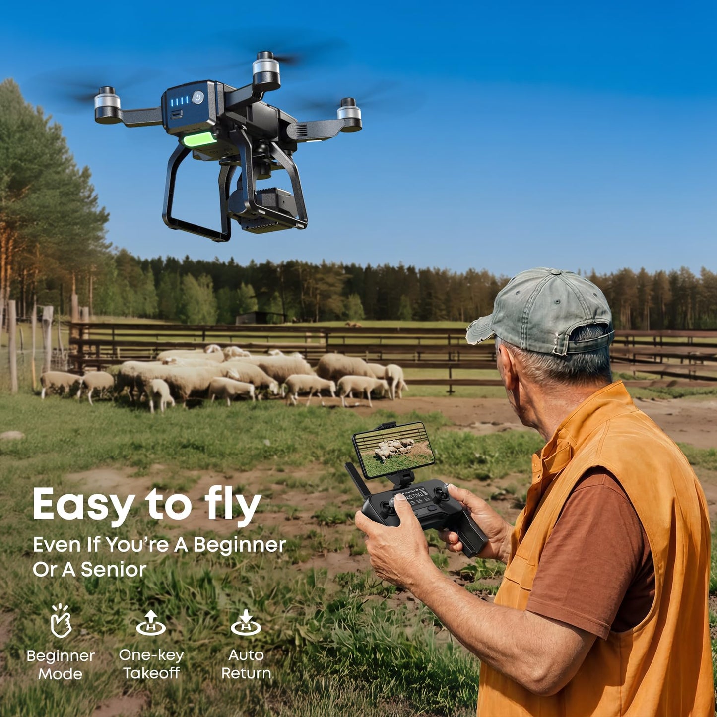 Bwine F7GB2 Pro Drones with Camera for Adults 4K UHD Aerial, 3-Axis Gimbal, 10000FT Control, 75 Mins Flight Time with 3 Batteries, GPS Follow, Waypoint, Orbit Fly, Auto Return, Beginner Mode